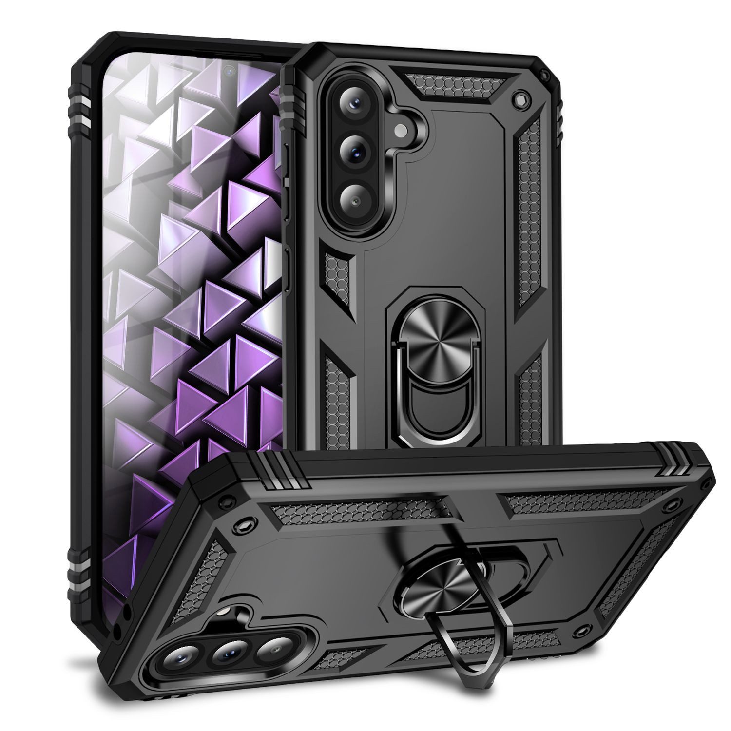Nalia Smartphone-Hülle Samsung Galaxy A36 17 cm (6,7 Zoll), Military Style / 360° Dreh Ring / Ständer / Fallschutz Cover / Robust