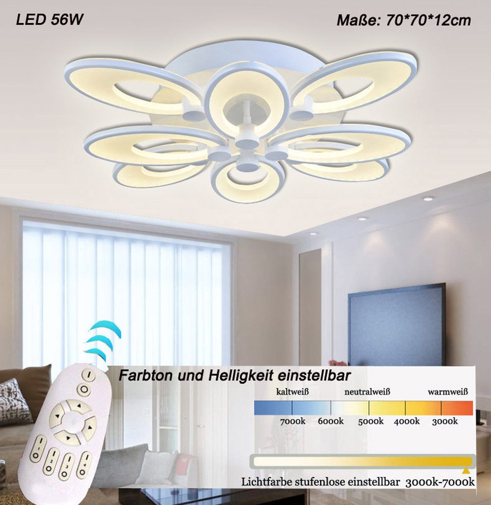 Euroton LED Deckenleuchte LED Deckenleuchte Fernbedienung Lichtfarbe/Helligkeit einstellbar, LED fest integriert, mit Fernbedienung kaltweiß-warmweiß, 7000k-3000k stufenlos einstellbar, Nicht zutreffend
