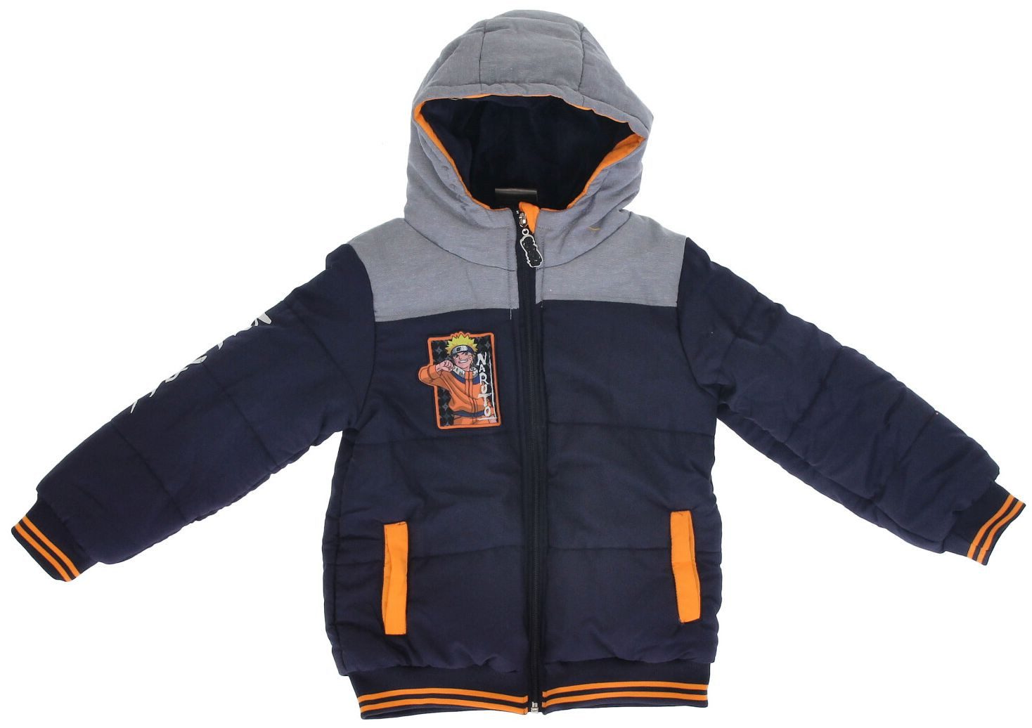 Naruto Winterjacke Naruto Manga Winterjacke für Jungen – Dunkelblau, Größen 116-140 cm mit Kapuze gefüttert