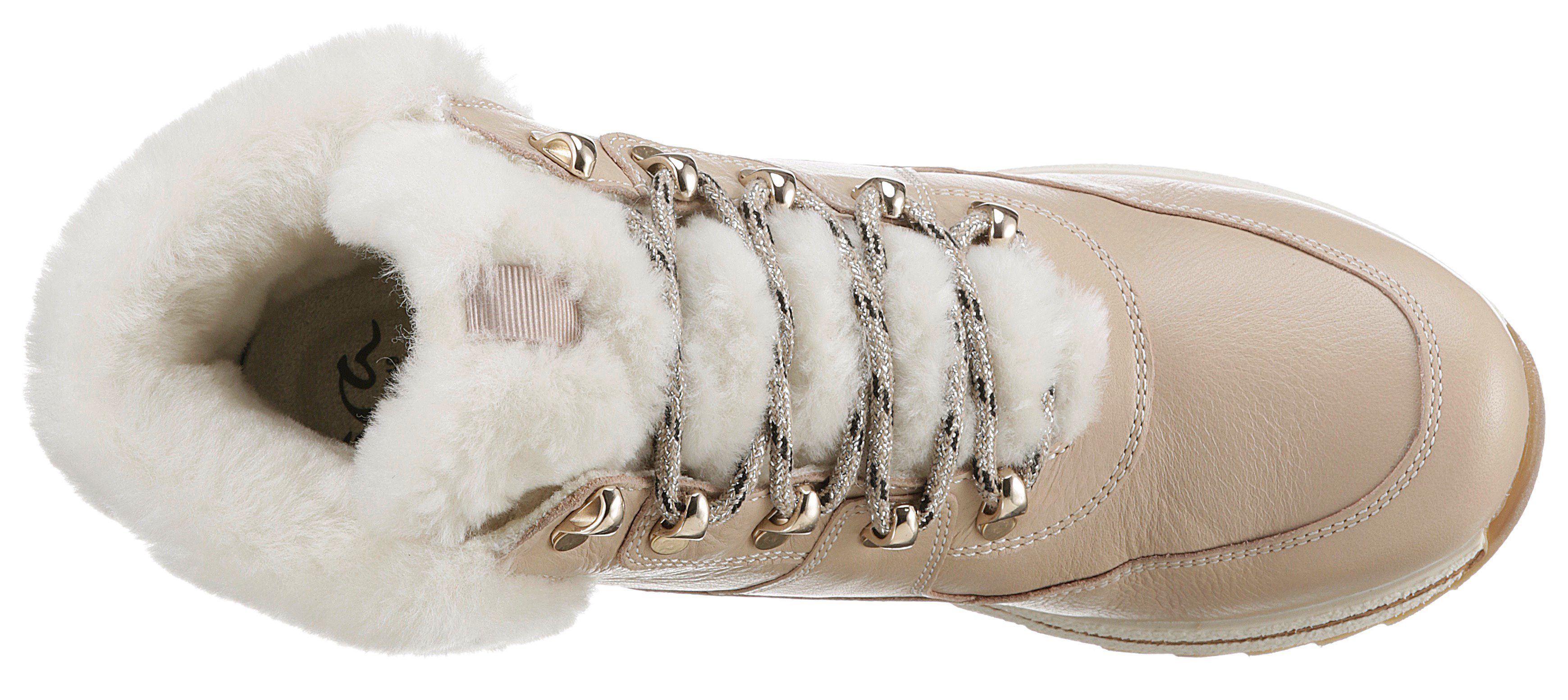 H-Weite Winterboots mit Ara Fellimitat, OSAKA hellbeige