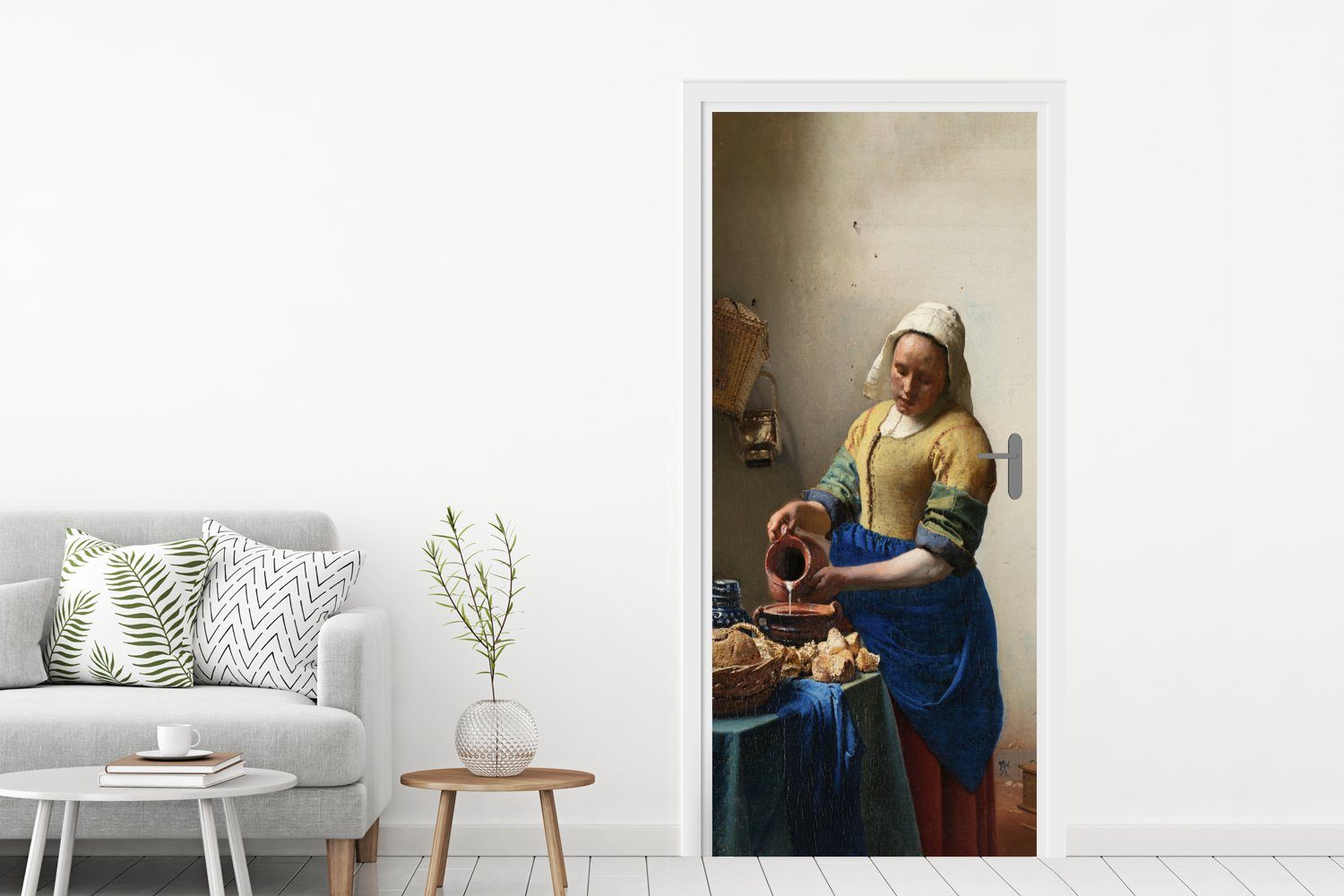 cm Türaufkleber, Fototapete - Tür, Das Türtapete bedruckt, St), Milchmädchen Alte Vermeer (1 für - Matt, 75x205 MuchoWow Meister,