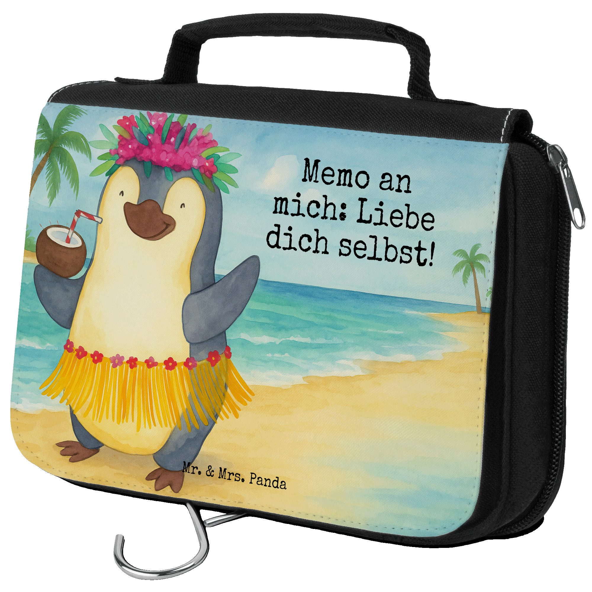 Kulturbeutel Pinguin Kokosnuss Design, Kosmetiktasche, Weiß, duschbeutel, Hawaii
