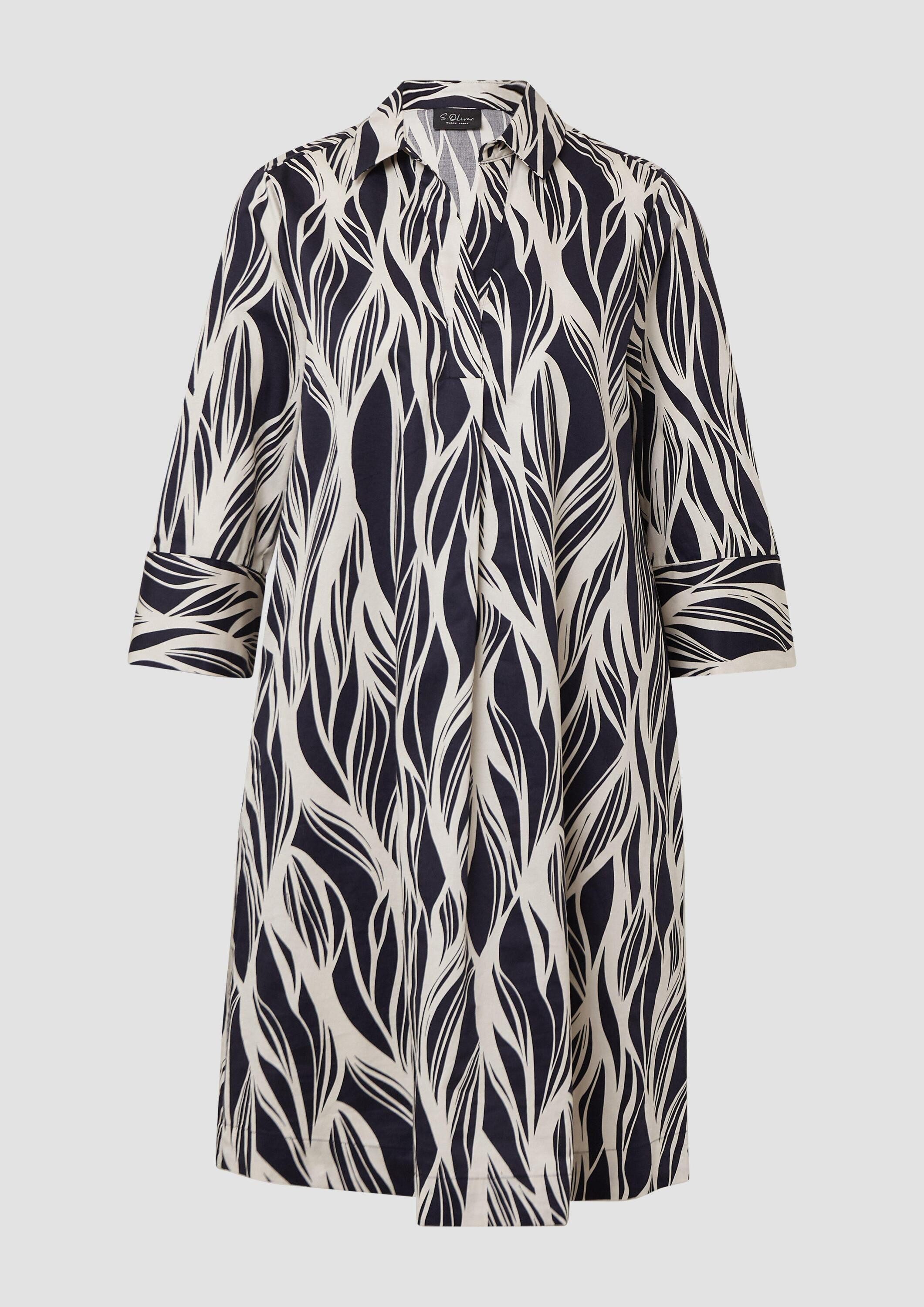 s.Oliver Minikleid Kleid Kurzes Popeline-Kleid mit Print und Knopfleiste