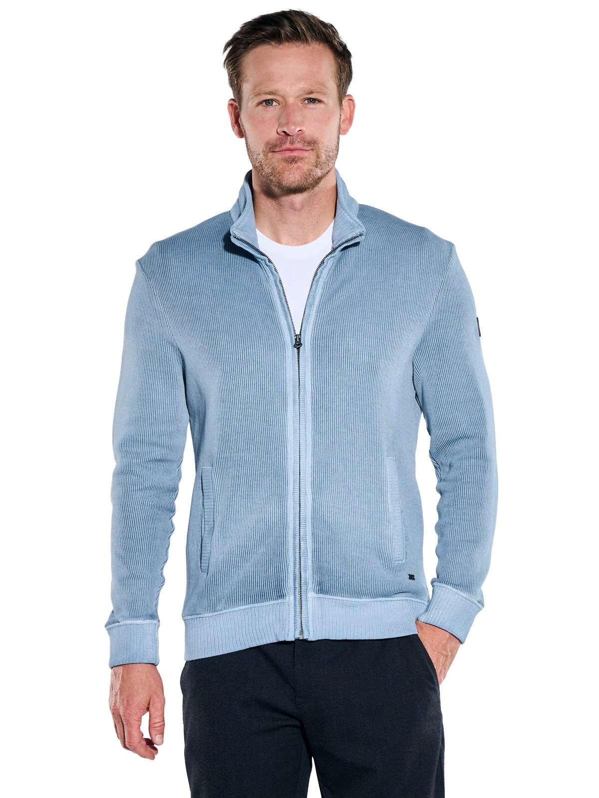 Engbers Sweatjacke Herren Sweatjacke mit Taschen, Mittelblau