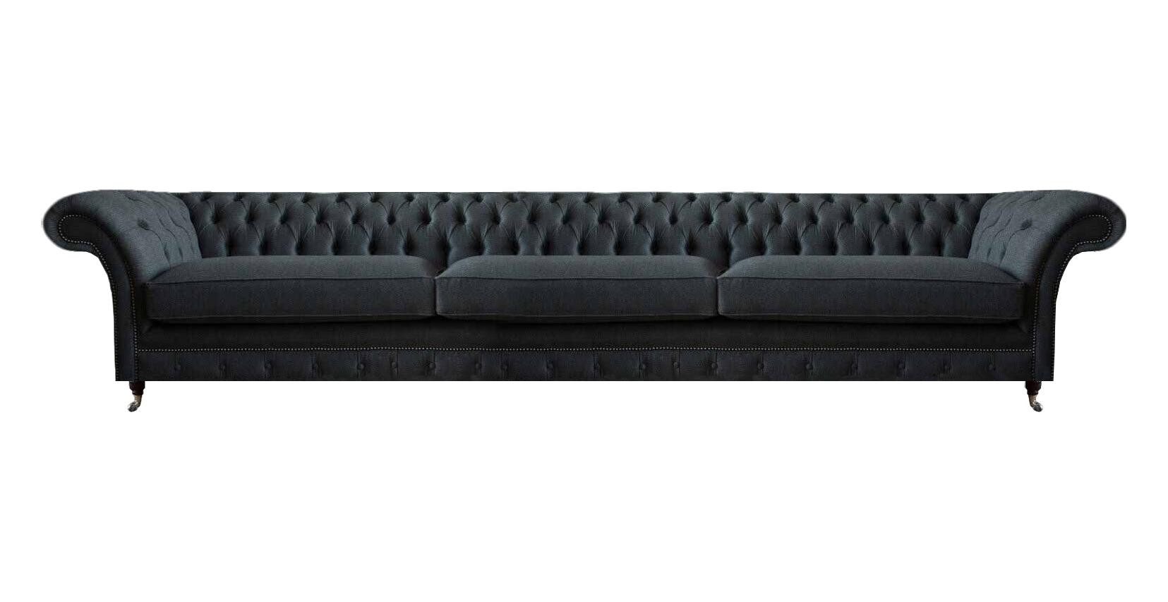 Xlmoebel Chesterfield-Sofa Luxuriöse schwarze Stoffcouch im klassischen Chesterfield-Design, 3-Sitzer, Hergestellt in Europa