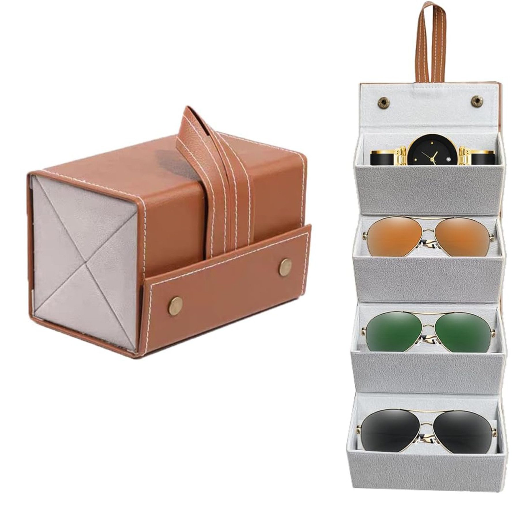 Mutig Brillenetui Aufbewahrungsbox Faltbarer 4-fach Brillenaufbewahrungsbox günstig online kaufen