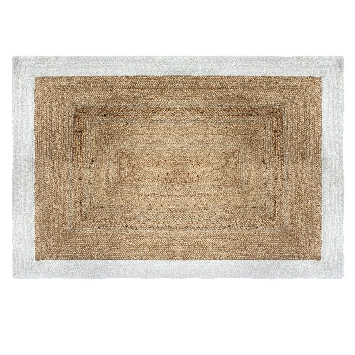 Atmosphera Créateur d'intérieur Teppich Teppich aus Jute, rechteckig, 120 x 170 cm, mit weißem Rahmen, Rechteck