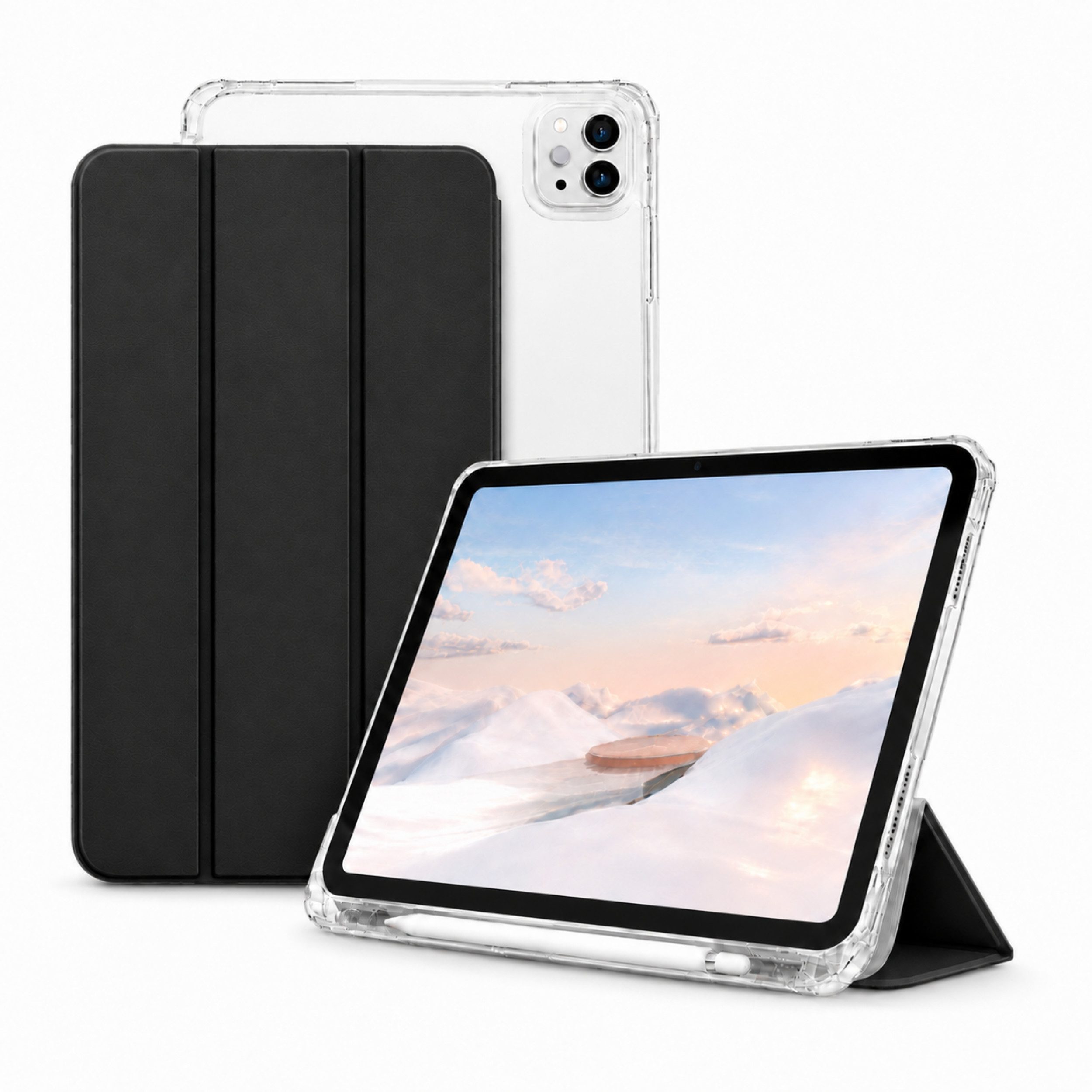 PlugUp Tablet-Hülle iPad Pro 13 Zoll (M4/M5) 2024/2025 mit Stifthalter - Mit Stifthalter 13 Zoll, iPad Pro Hülle mit Stifthalter, dünn & transparente Rückseite von PlugUp