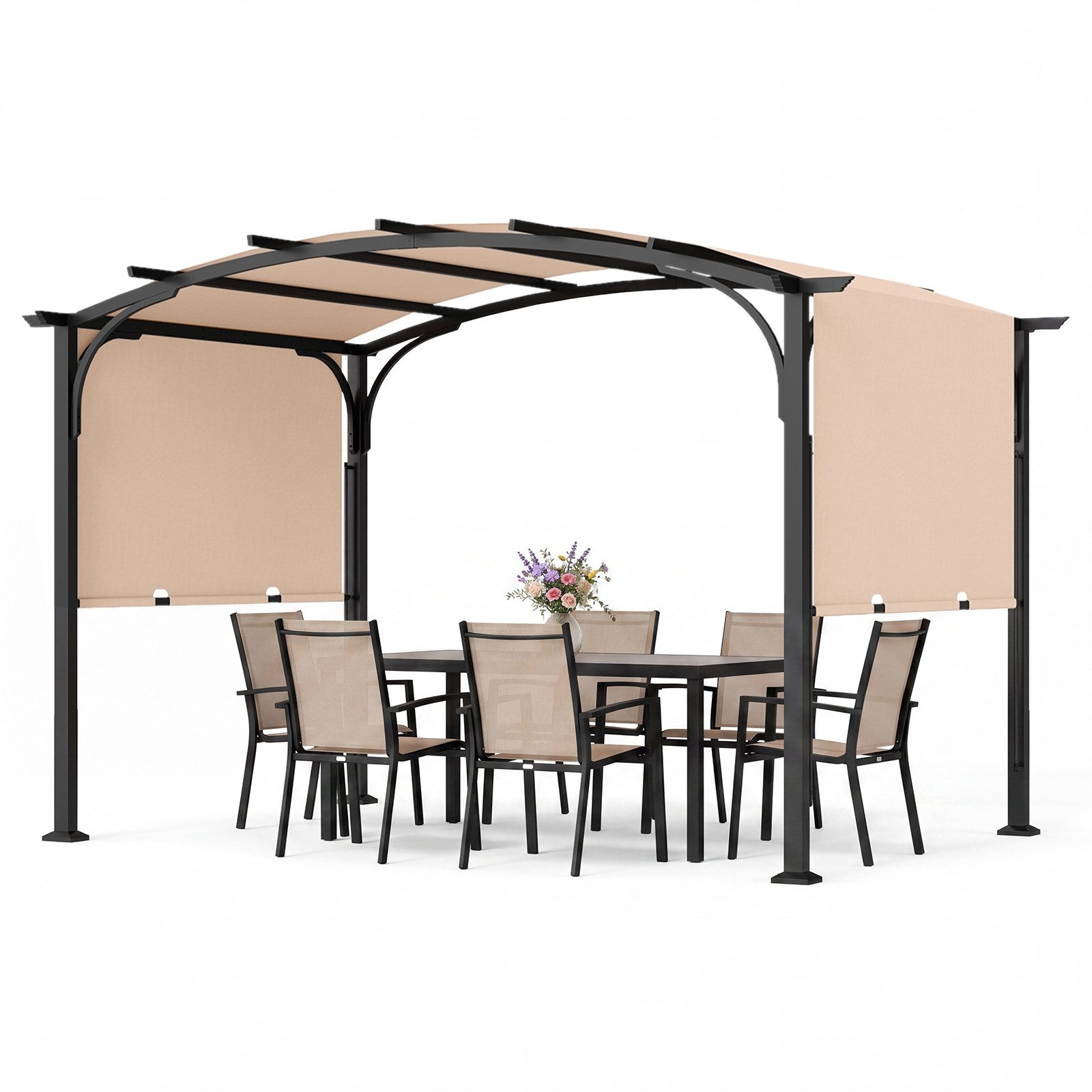 COSTWAY Pavillon, Gartenpavillon winterfest und wasserdicht mit Sonnenschutz