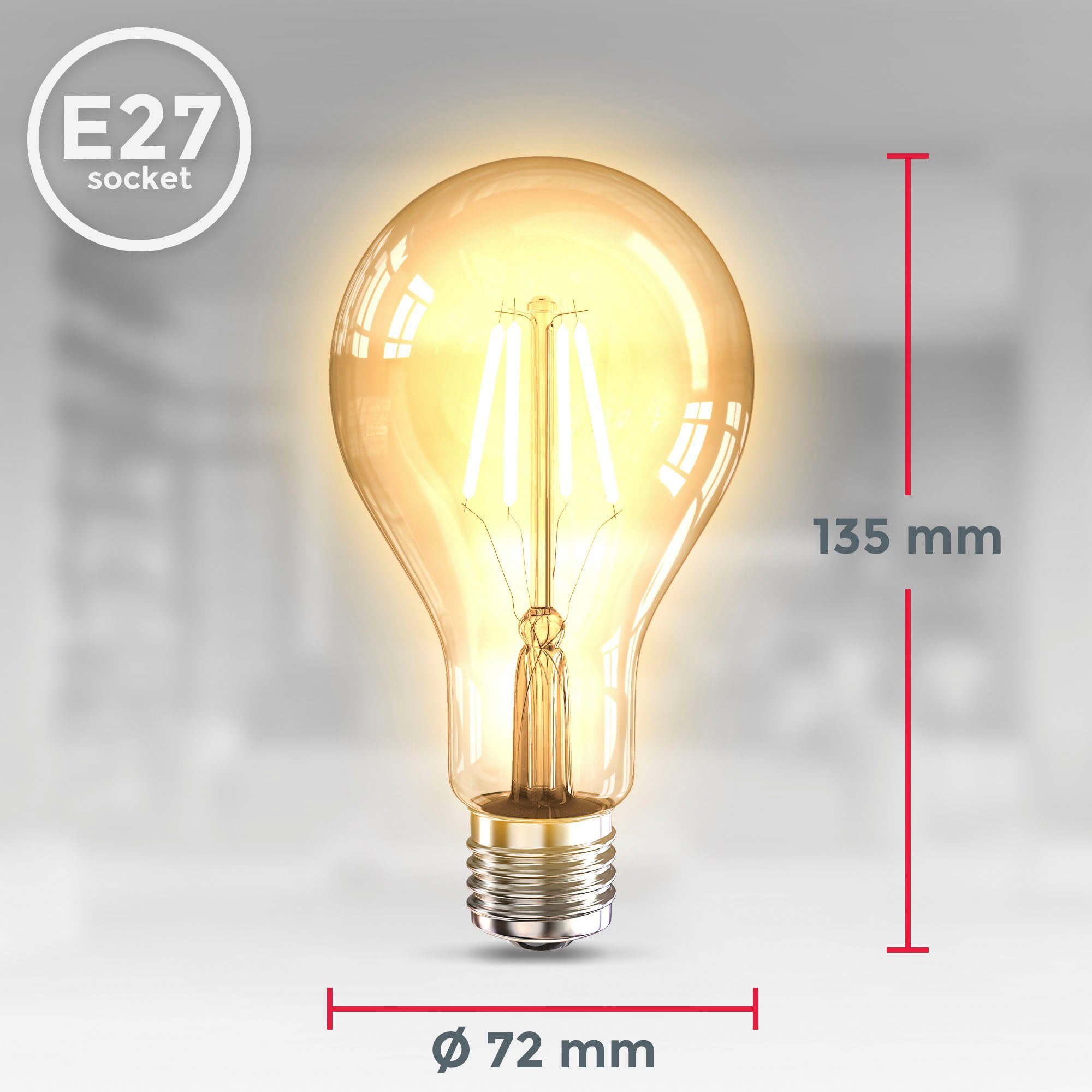B.K.Licht LED-Leuchtmittel BK_LM1404 LED Vintage Warmweiß, Leuchtmittel Set E27 Filament 2 E27, Glühbirne 2.200 2er K A75, Edison St