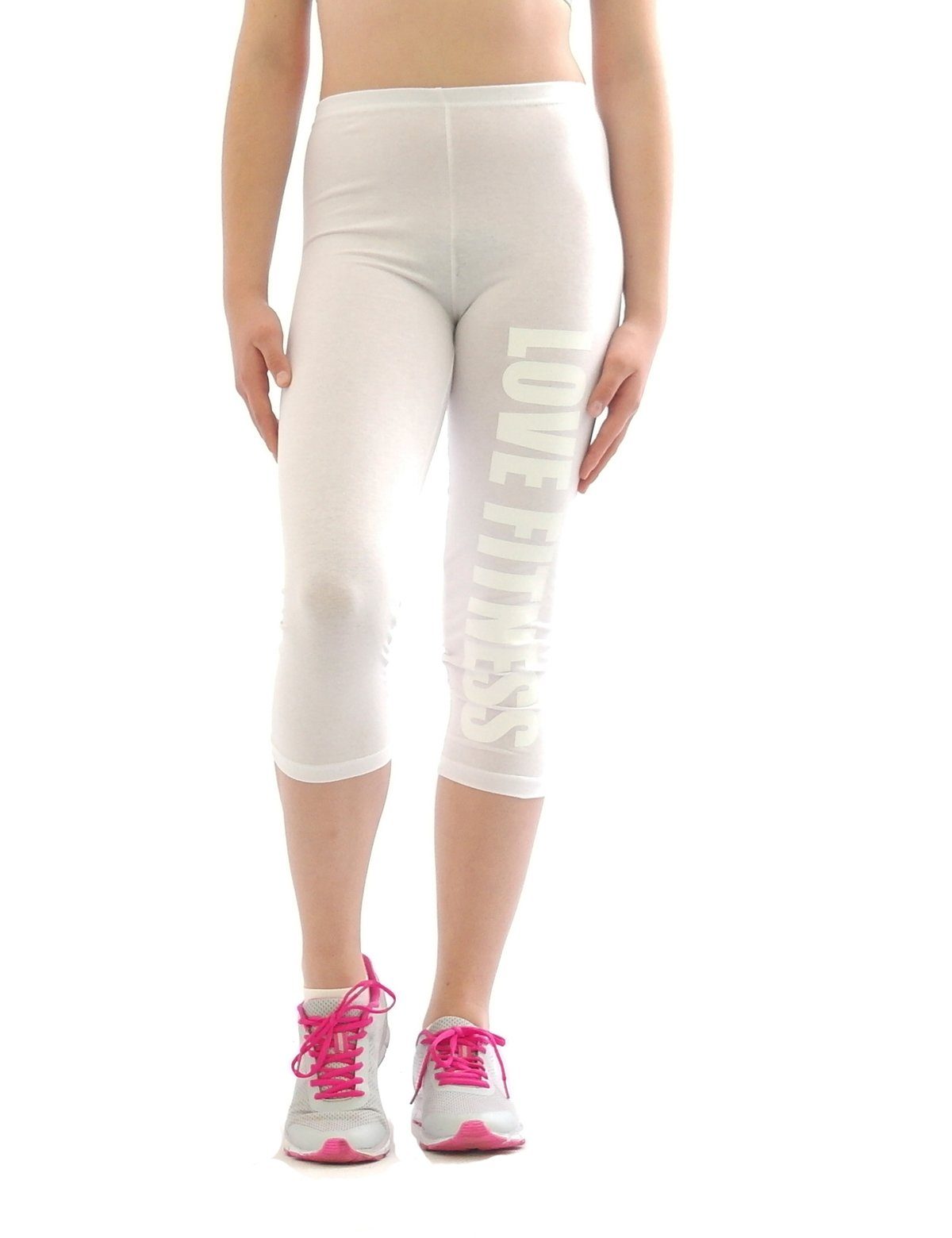 YESET 3/4-Leggings Leggins Hose Capri Aufdruck LOVE FITNESS Mit aufgedruckten Schrift