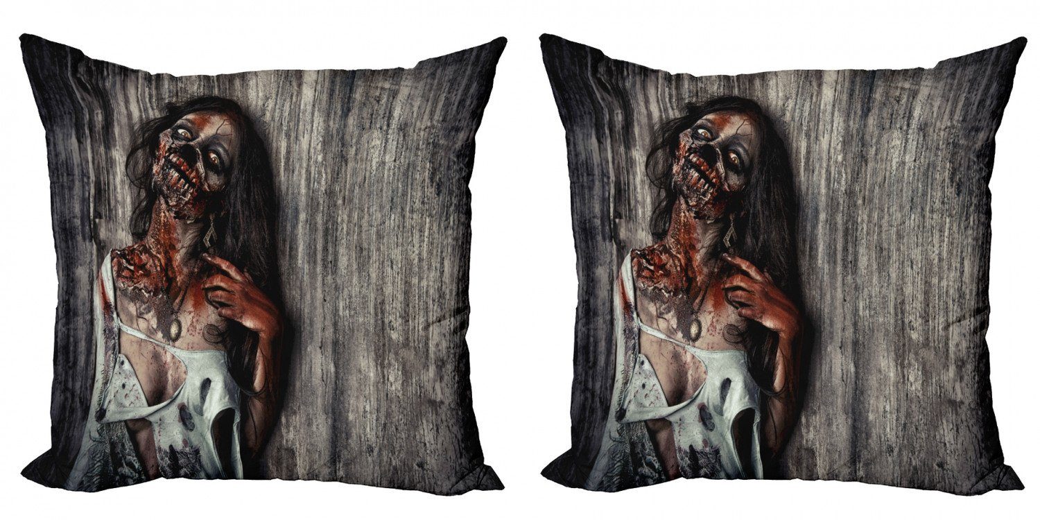 Kissenbezüge Modern Accent Doppelseitiger Digitaldruck, Abakuhaus (2 Stück), Zombie Verärgerten Toten Frau