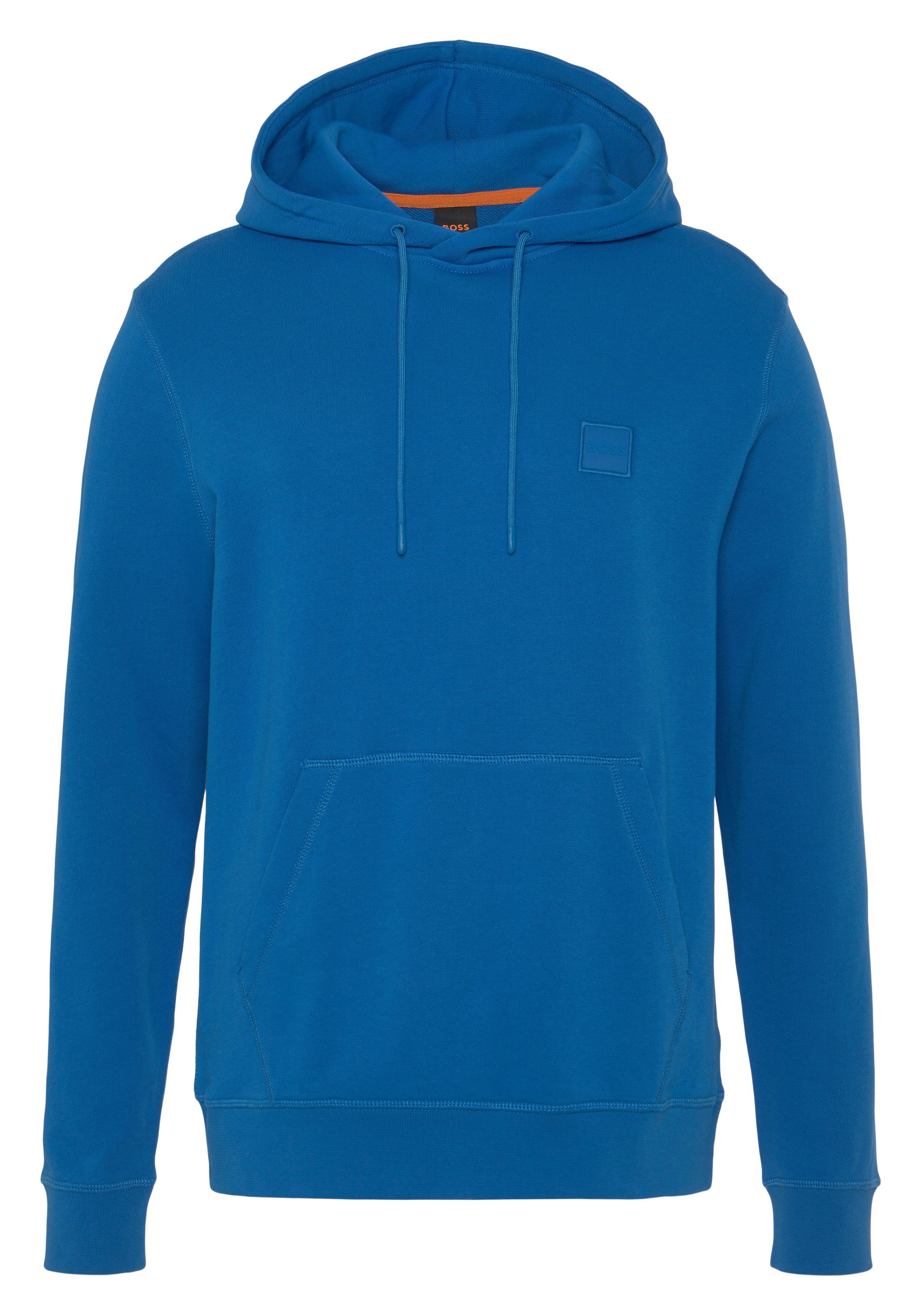 Wetalk open (1-tlg) BOSS mit ORANGE BOSS gesticktem Markenlabel Kapuzensweatshirt blue