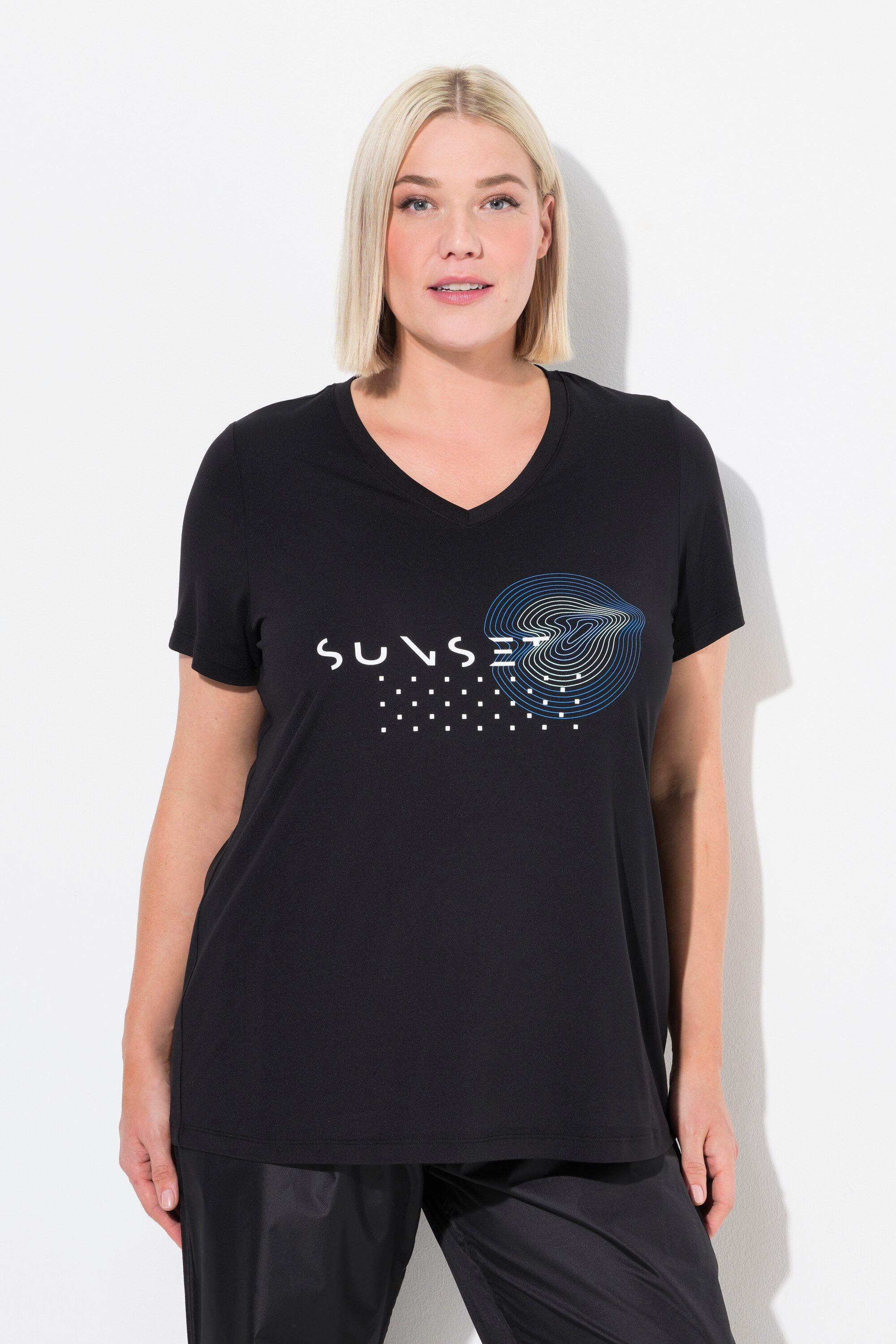 Ulla Popken T-Shirt Funktionsshirt schnelltrocknend V-Ausschnitt günstig online kaufen