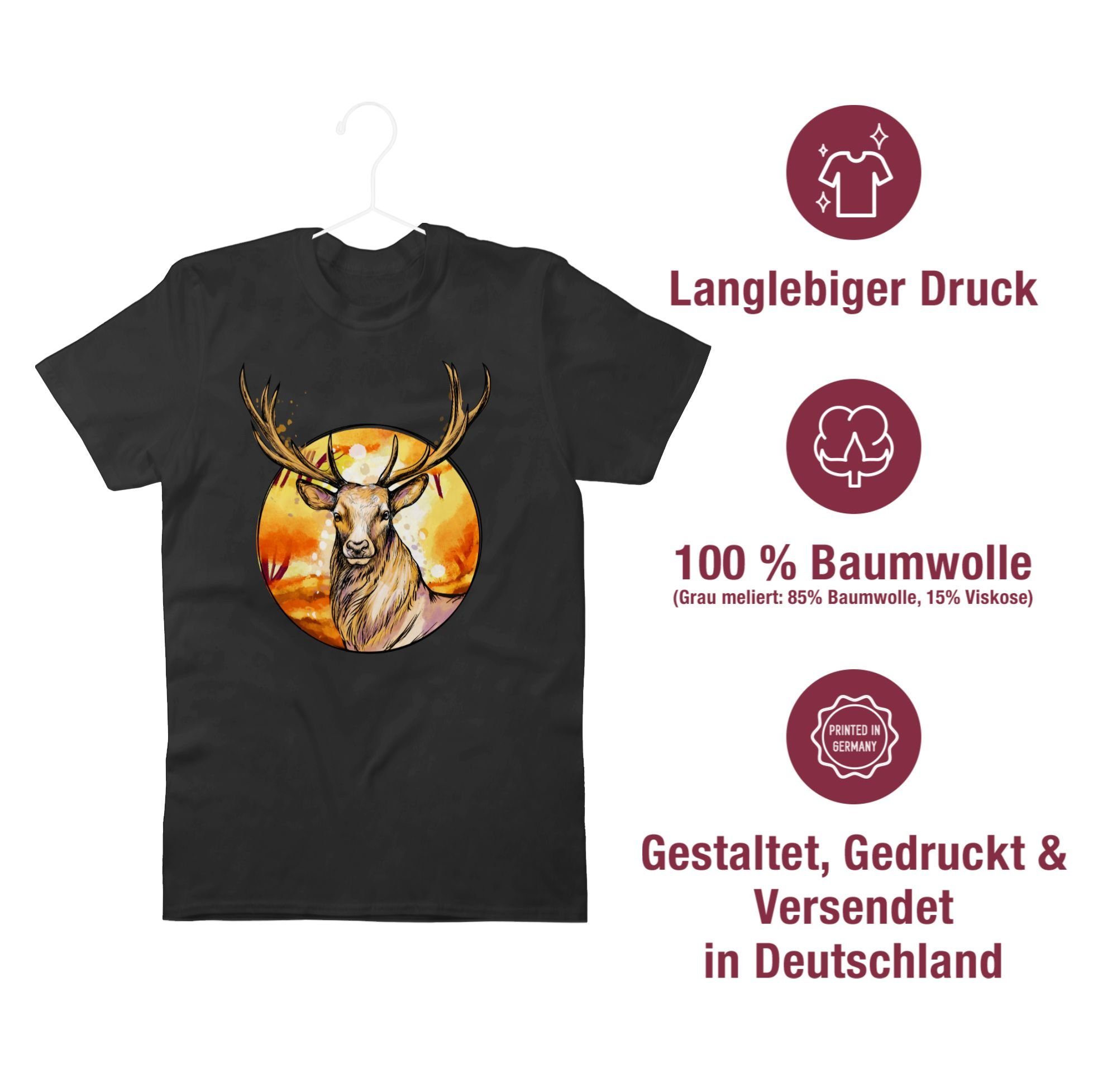 Oktoberfest mit Hintergrund für Hirsch T-Shirt Mode 01 Shirtracer Herren Schwarz