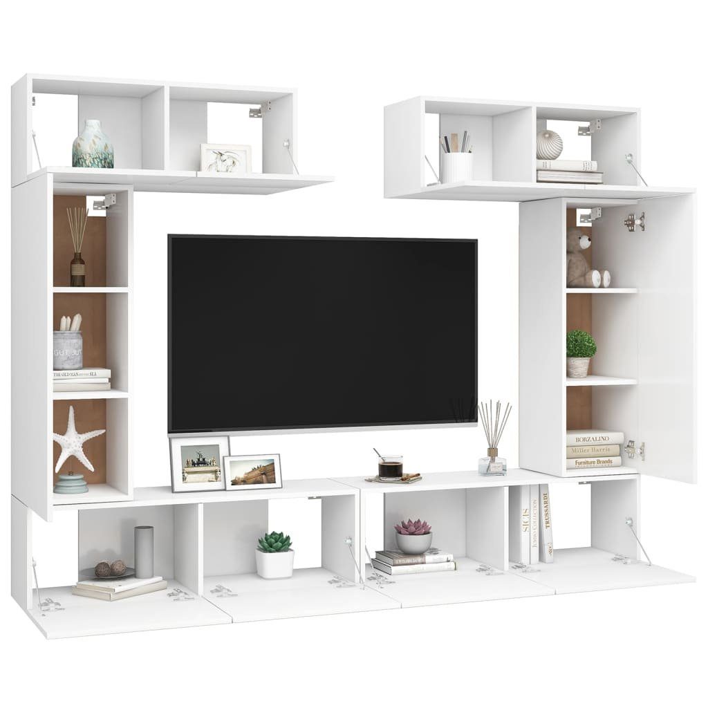 vidaXL TV-Schrank 6-tlg. TV-Schrank-Set Weiß Holzwerkstoff günstig online kaufen