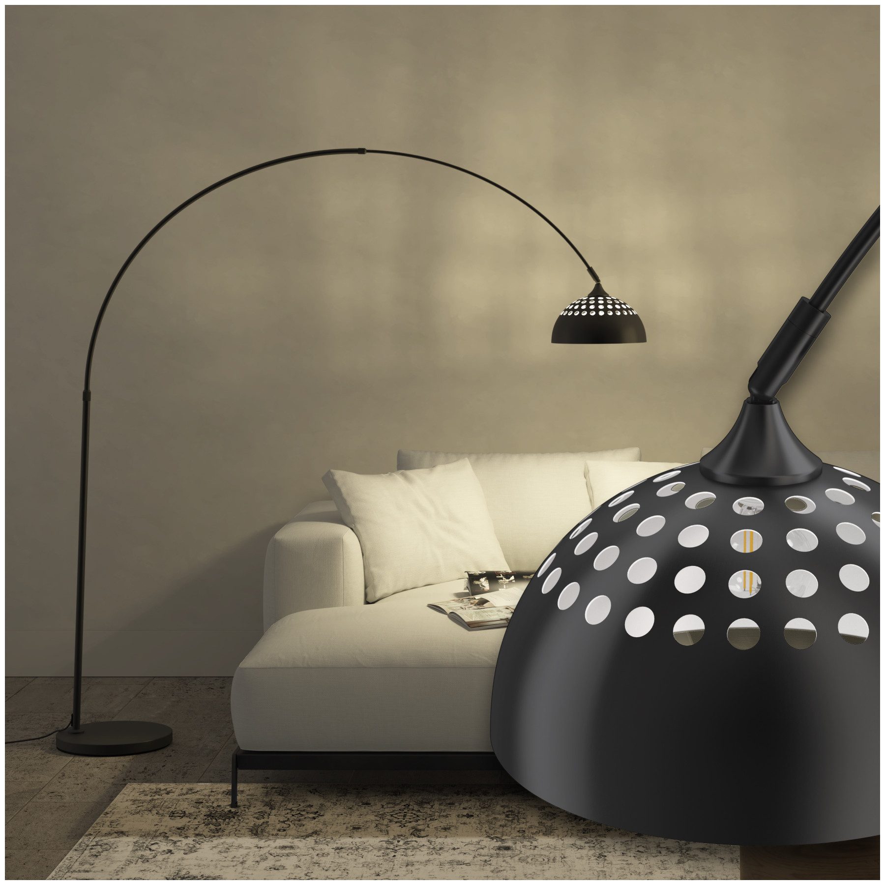 tectake Stehlampe Bogenleuchte, LED, Verstellbare Bogenlampe aus Stahl im eleganten Retro-Design