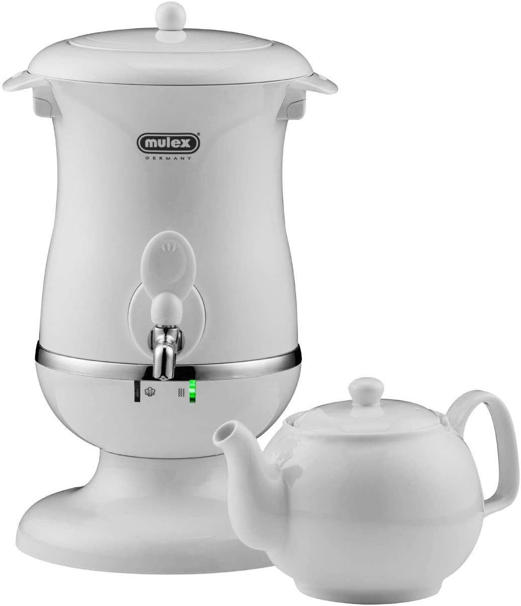 Mulex Samowar Mulex Teekocher 2,5 L, Höhe inkl 46 cm/ohne Kanne ca. 33,5 cm weiß, 2.5 l
