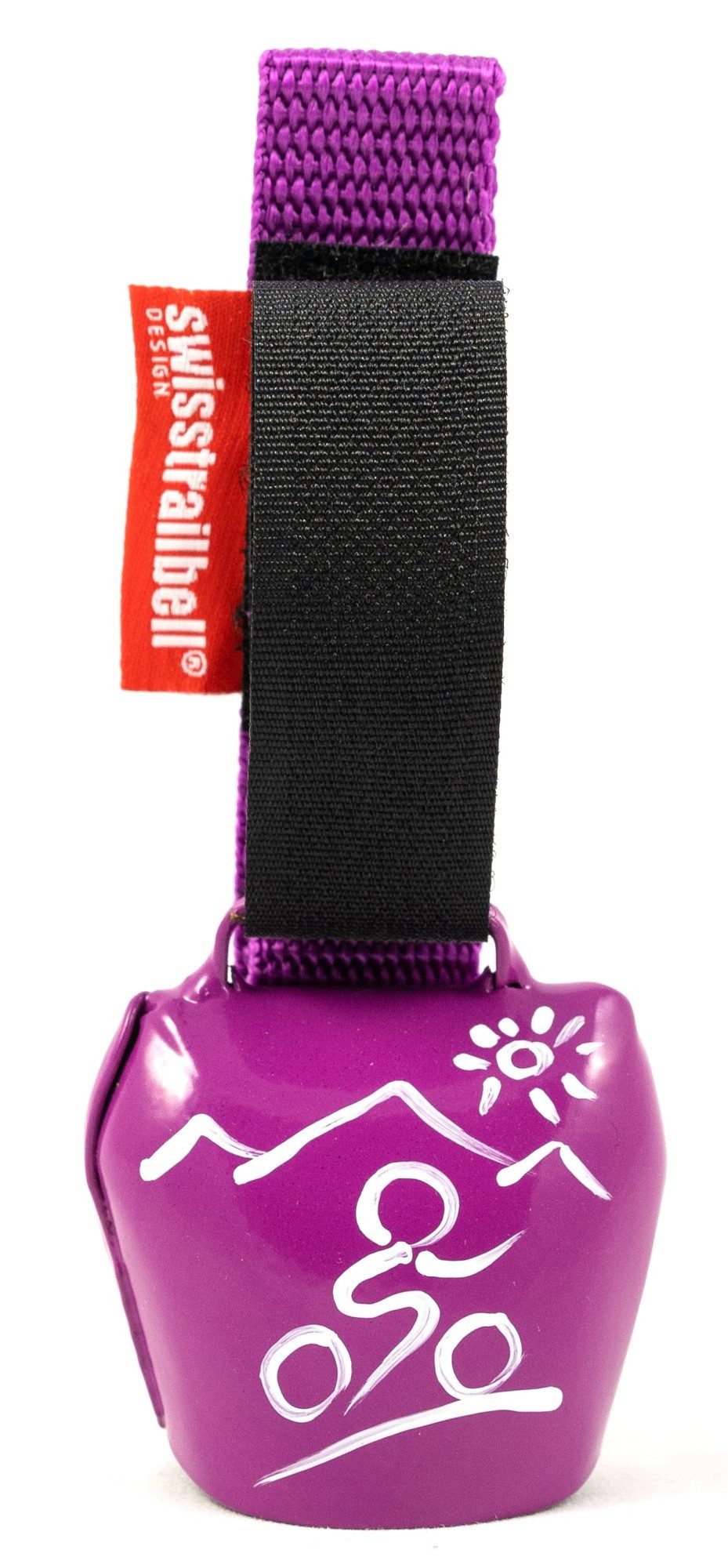 swisstrailbell Fahrradklingel fresh Colour-Edition: dark PINK, weißer MTB, pinkes Band, Trailbell