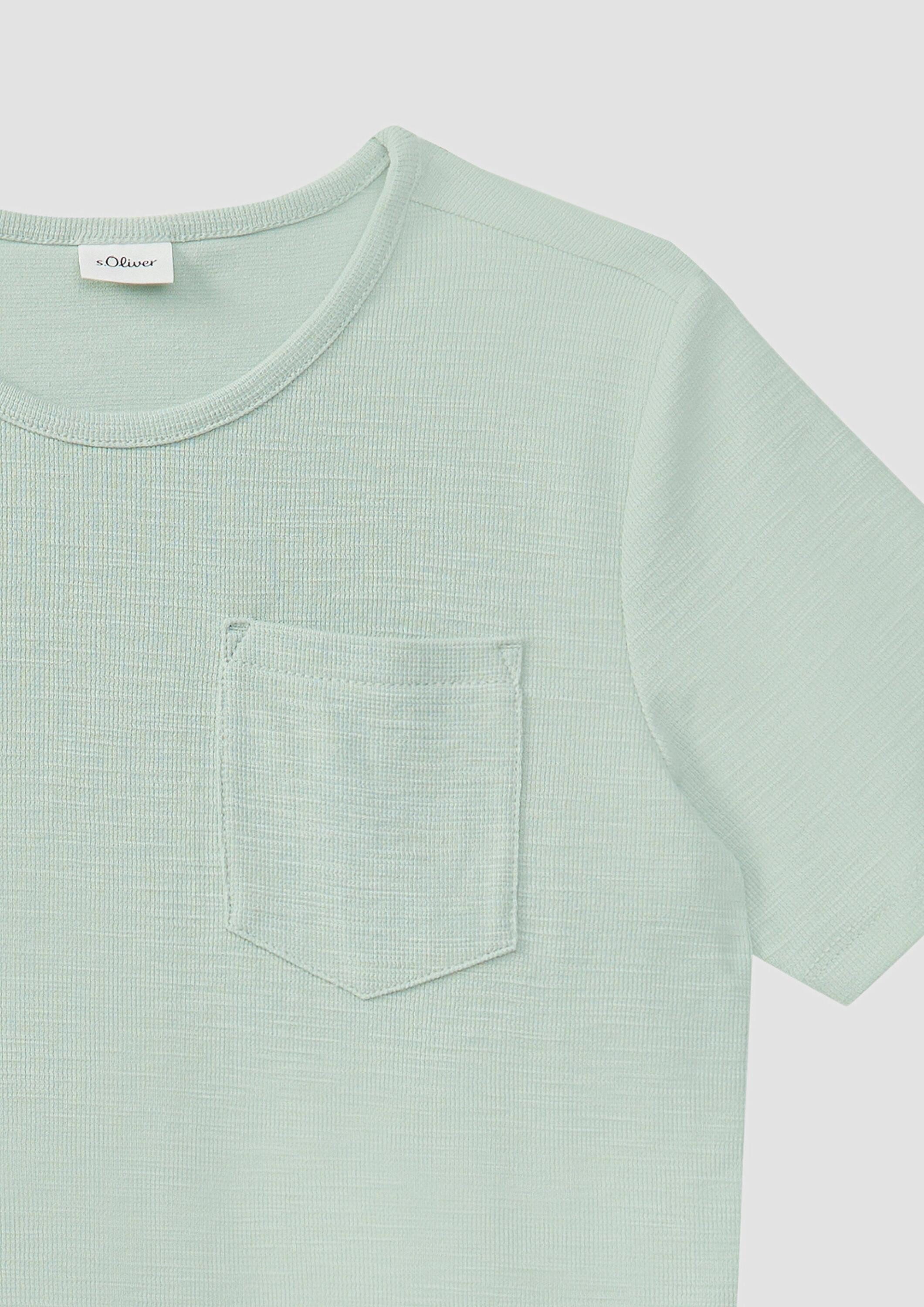 s.Oliver Kurzarmshirt T-Shirt Strukturiertes T-Shirt mit Brusttasche
