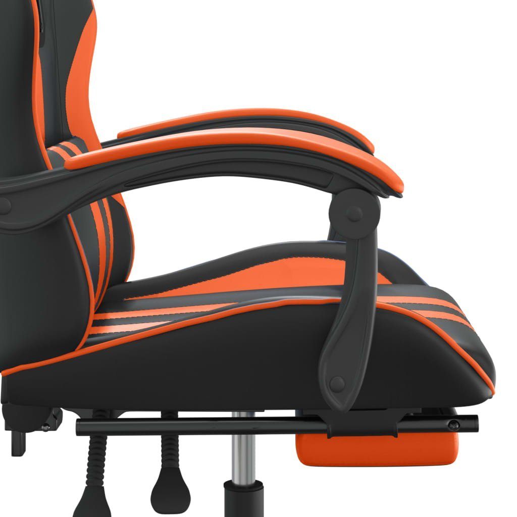 vidaXL Gaming-Stuhl Gaming-Stuhl Schwarz Drehbar Orange | & und St) Schwarz mit (1 Orange Kunstleder Schwarz und Fußstütze Orange