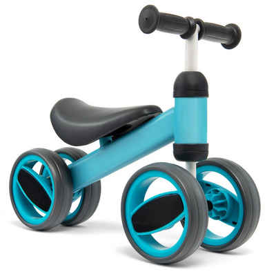 COSTWAY Laufrad Kinder Balance Bike, mit 4 Rädern & begrenzter Lenkung