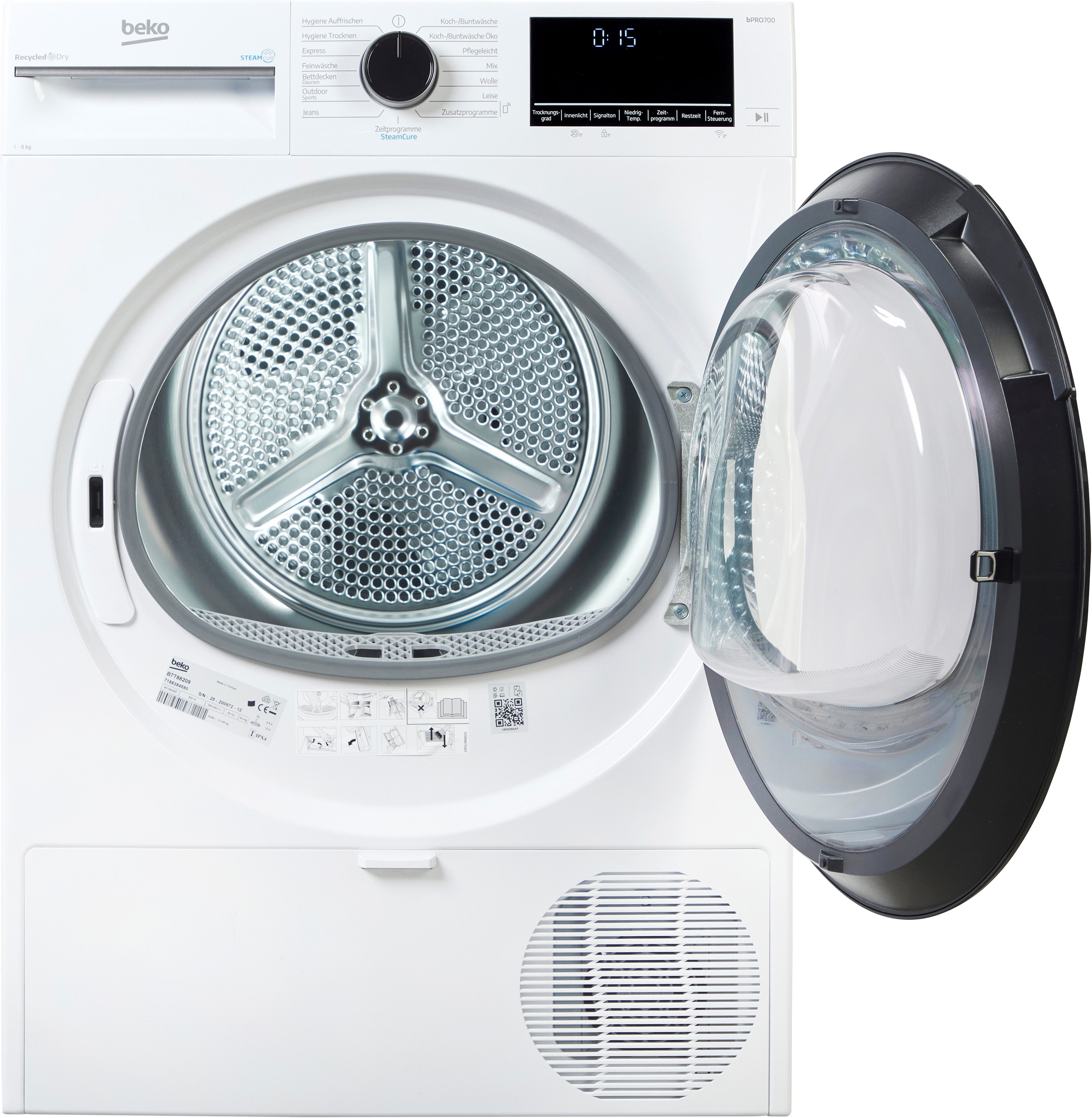 BEKO Wärmepumpentrockner B7T88209, Die AquaWave Trommel bewegt die Wäsche sanft und effektiv