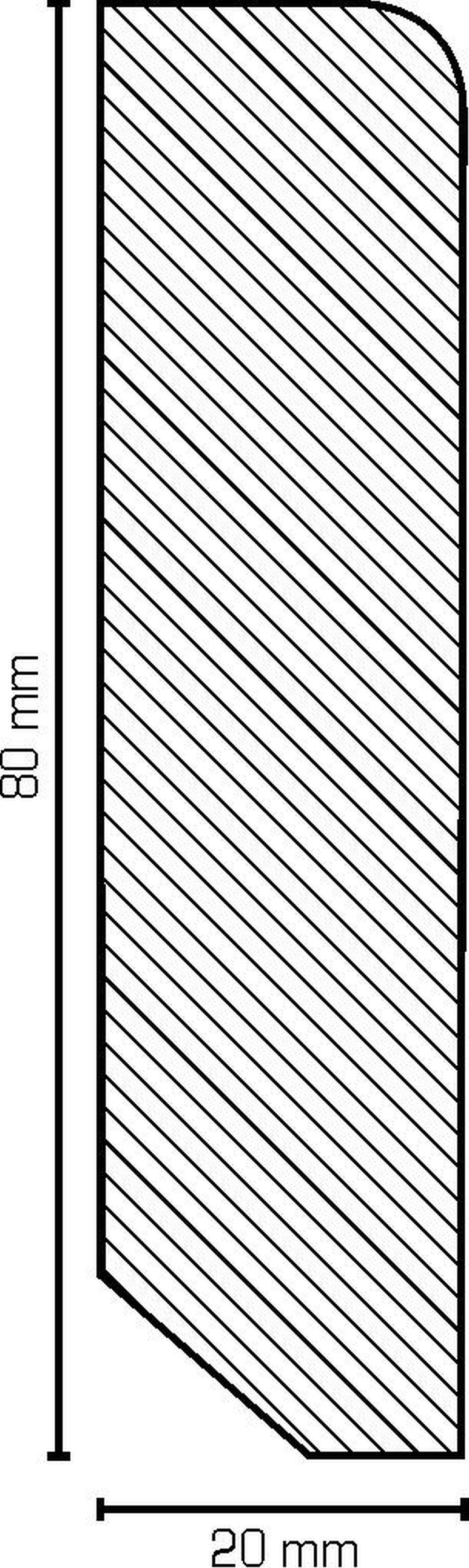 Südbrock Sockelleiste Massivholz Sockelleiste Etzhorn 20x80 Eiche unbehandelt, L: 240 cm, H: 8 cm, 1-St.