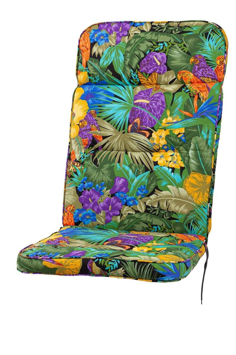 KETTtex Hochlehnerauflage Hochlehner Kreta 8194 Papagei 120x50x7 cm KETTtex, (1 St), Halteband verstellbar mit Bindebändern
