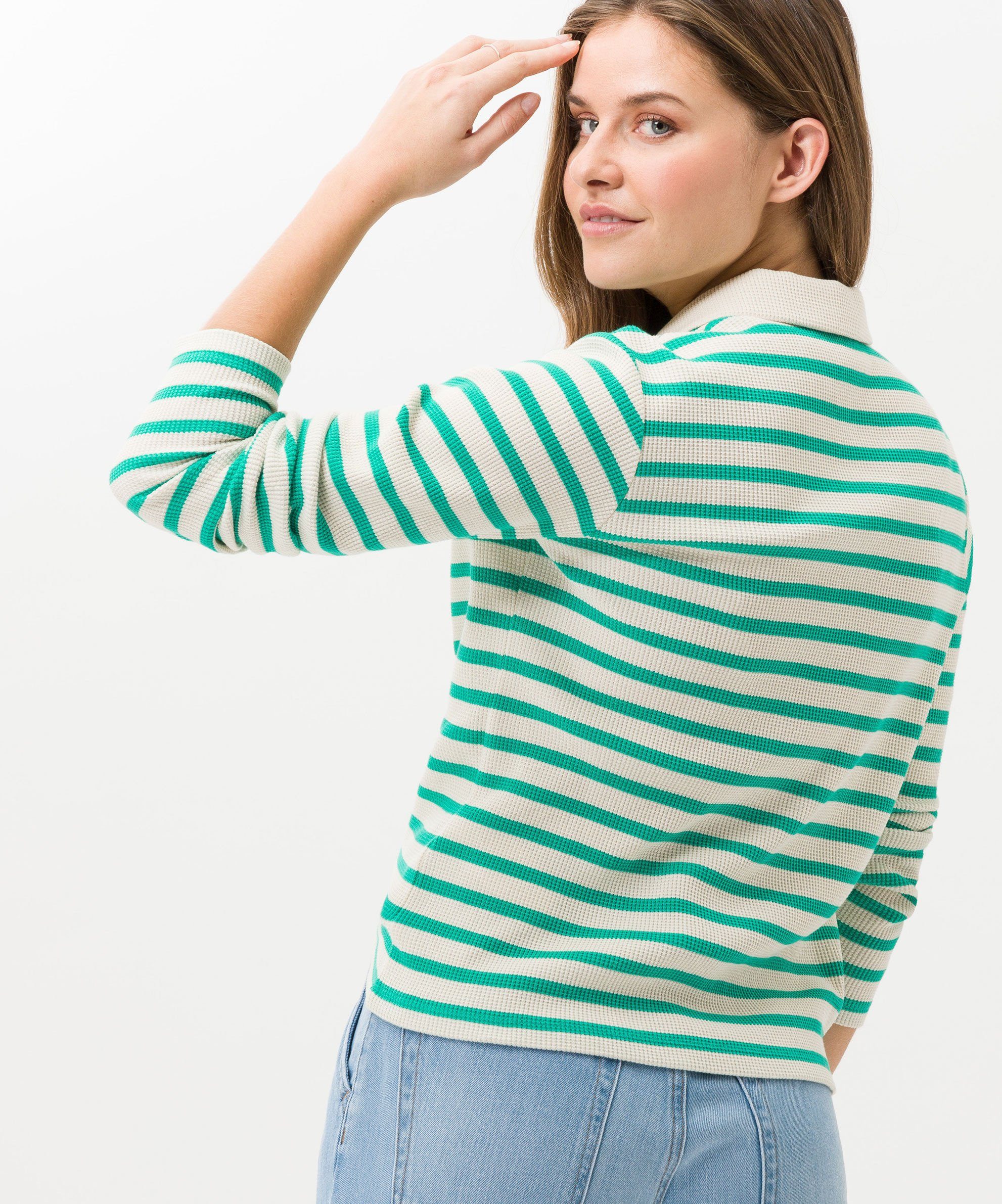 Brax Sweatshirt Sweatshirt in grün Streifenoptik