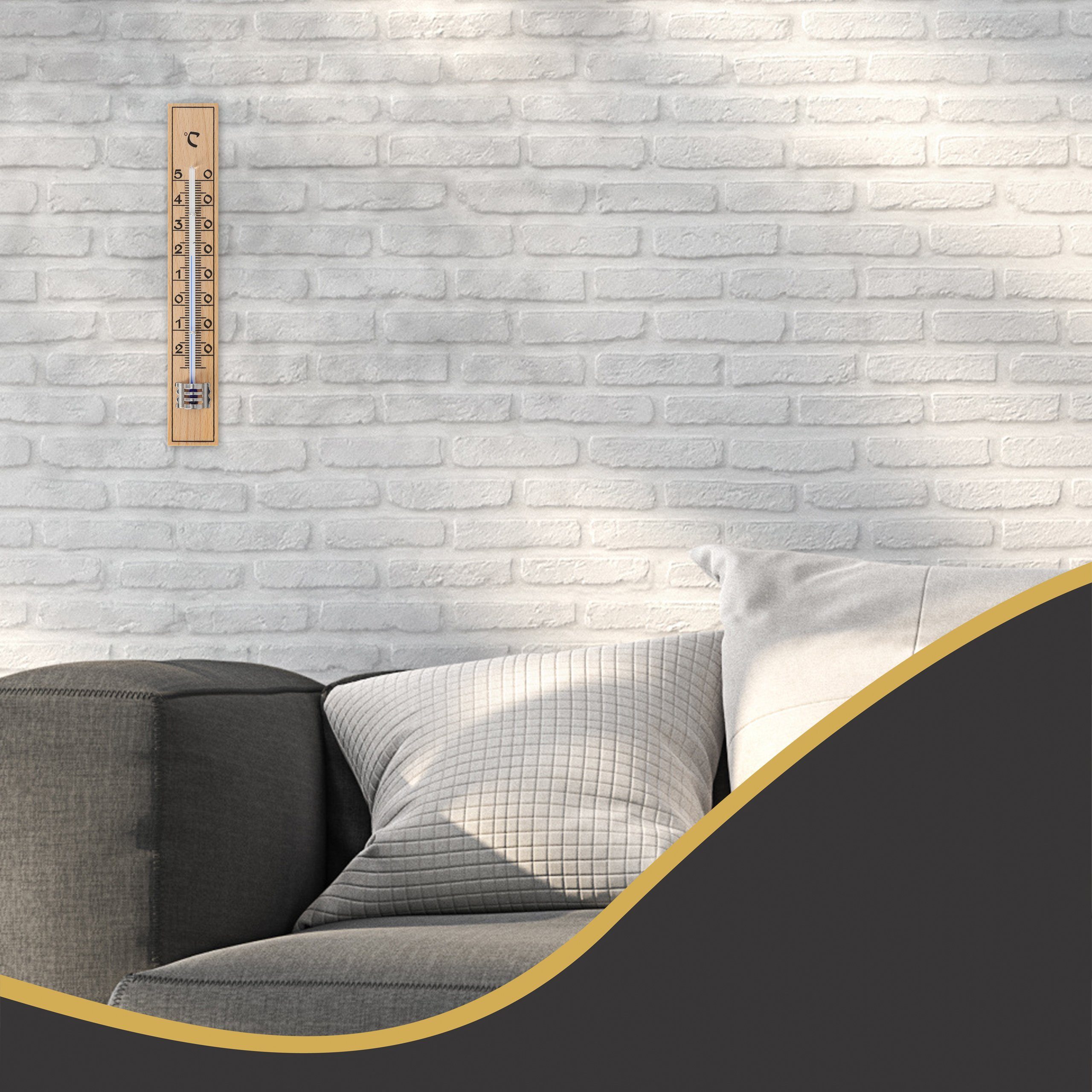 Lantelme Raumthermometer Holz 17cm Analog Innen Außen Zimmer Garten Thermometer Holzthermometer, 3-tlg., 3 oder 5 Stück Set, Deutsche Herstellung, Temperaturanzeige -25 bis +50 Grad Celsius