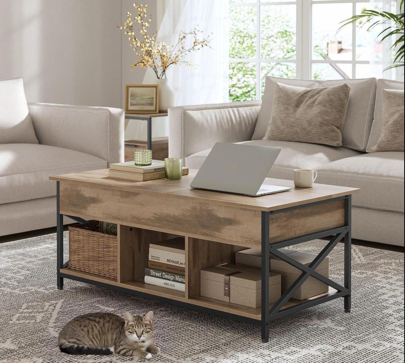 VASAGLE Couchtisch, höhenverstellbar, mit Schubladen, 50 x 100 x (48-63) cm günstig online kaufen