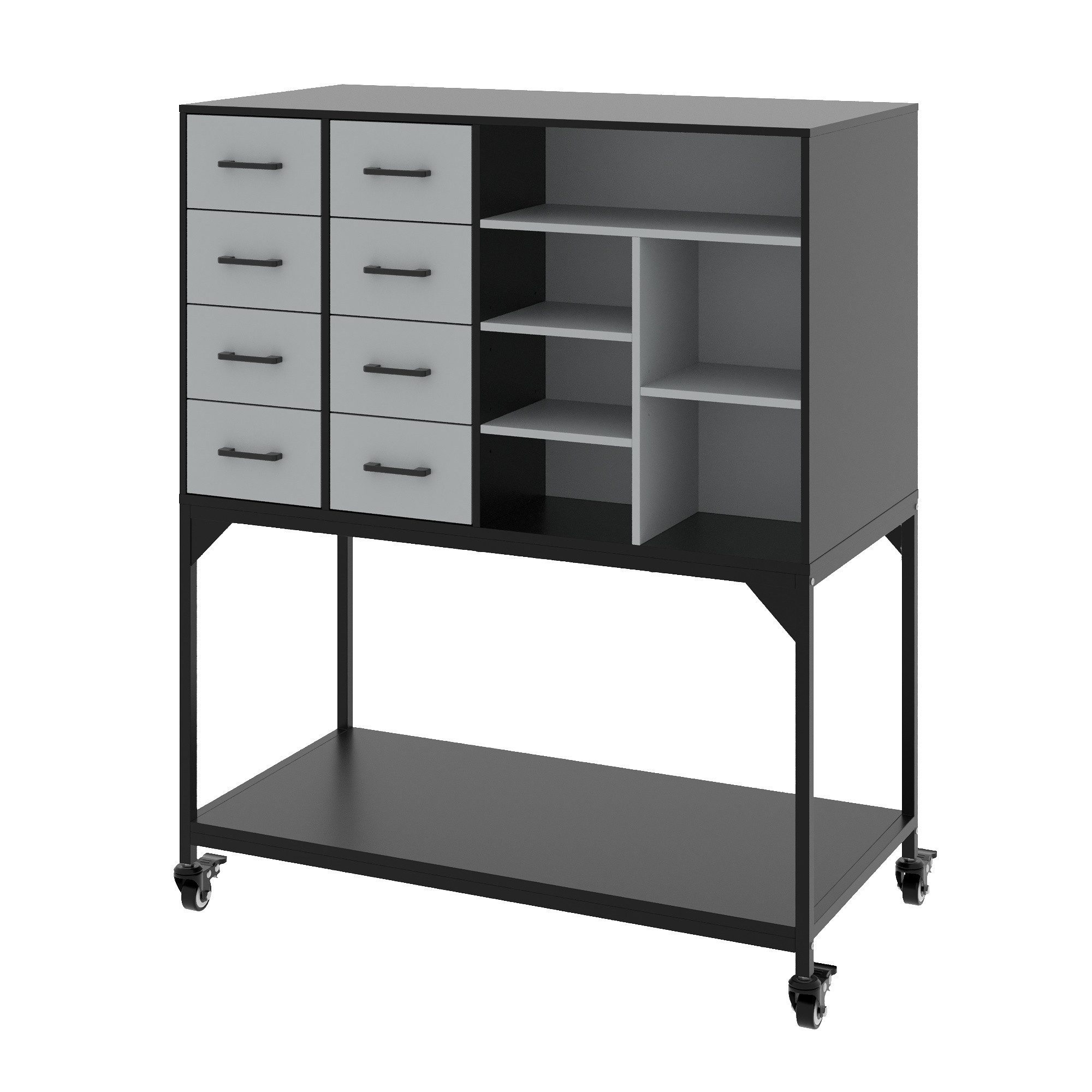 FUFU&GAGA Werkzeugschrank mit 6 Schubladen, Mobiler Werkzeugschrank mit Bremsen und Lenkrollen