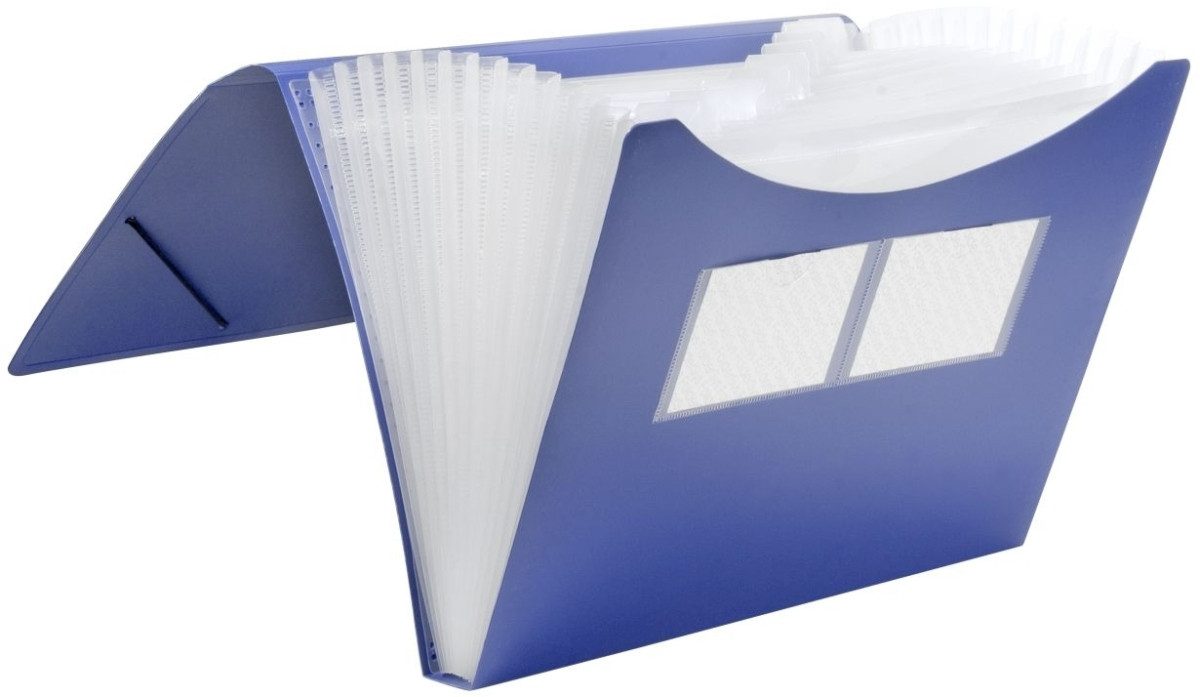 Fächermappe Fächer Gummizugmappe A4 PP 12 Fächer Gummizug vollfarbig blau Packung