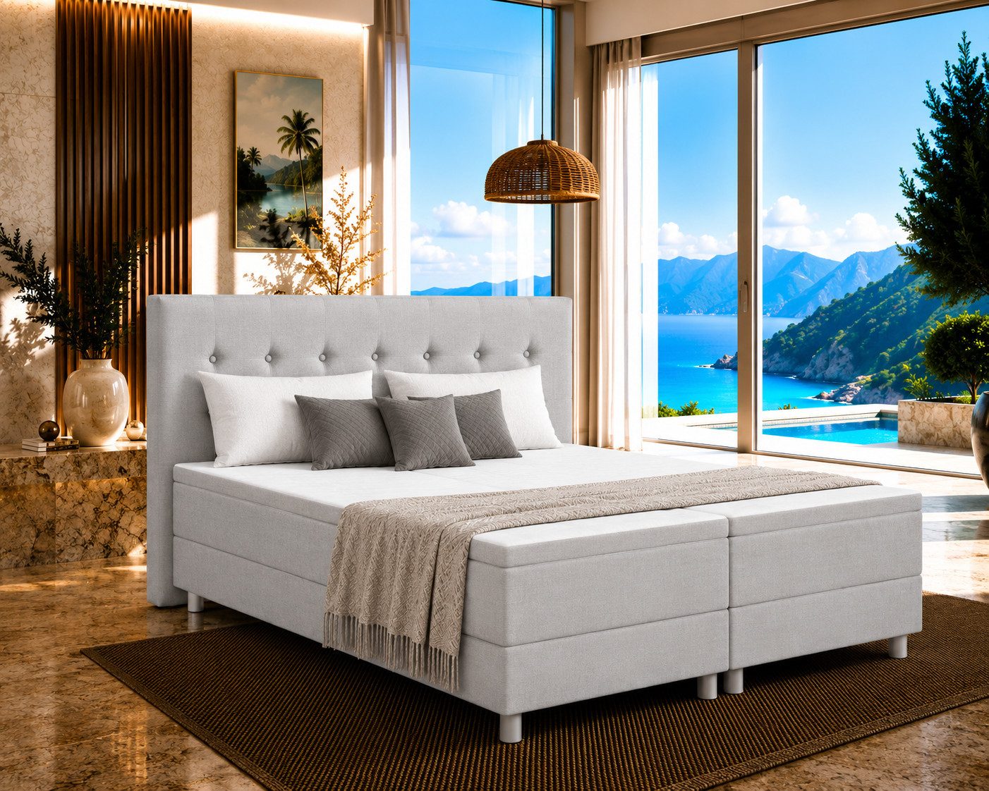Best for Home Boxbett Neo Sawana Komfortable Bonellfederkernmatratze mit 5 cm Topper (Komplettbett, 4-St., 90x200 120x200 140x200 160x200 180x200 200x200), 7-Zonen-Bonnellfederkernmatratze, ergonomischer Schlafkomfort