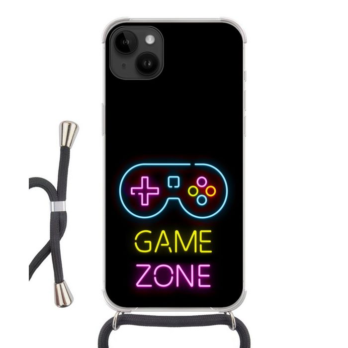 MuchoWow Handyhülle Controller - Spiel - Neon - Schwarz - Zitate - Spielzone Handyhülle Telefonhülle Apple iPhone 14 Plus