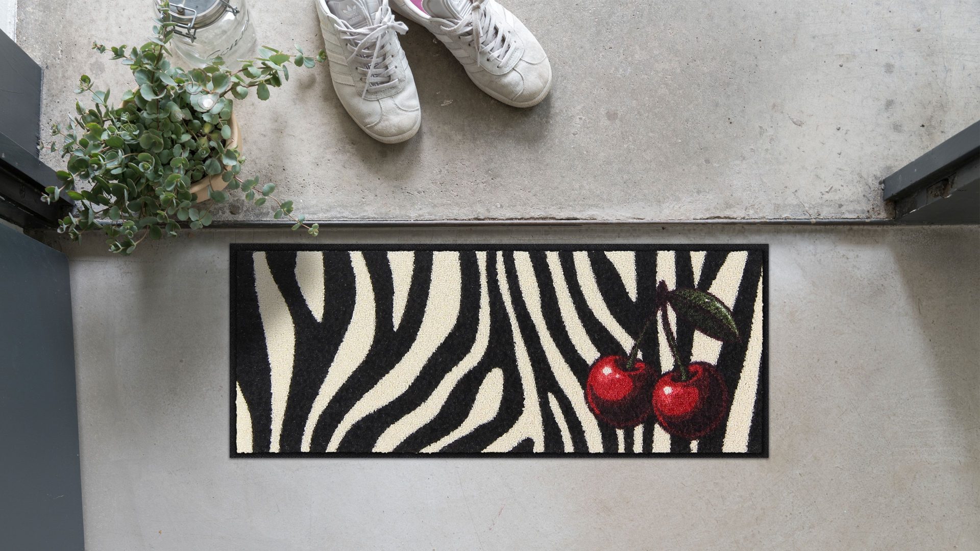 Salonloewe Läufer Fußabtreter klein 30x75 Cherry Cherry Zebra, Läufer Mini, Höhe: 300 mm
