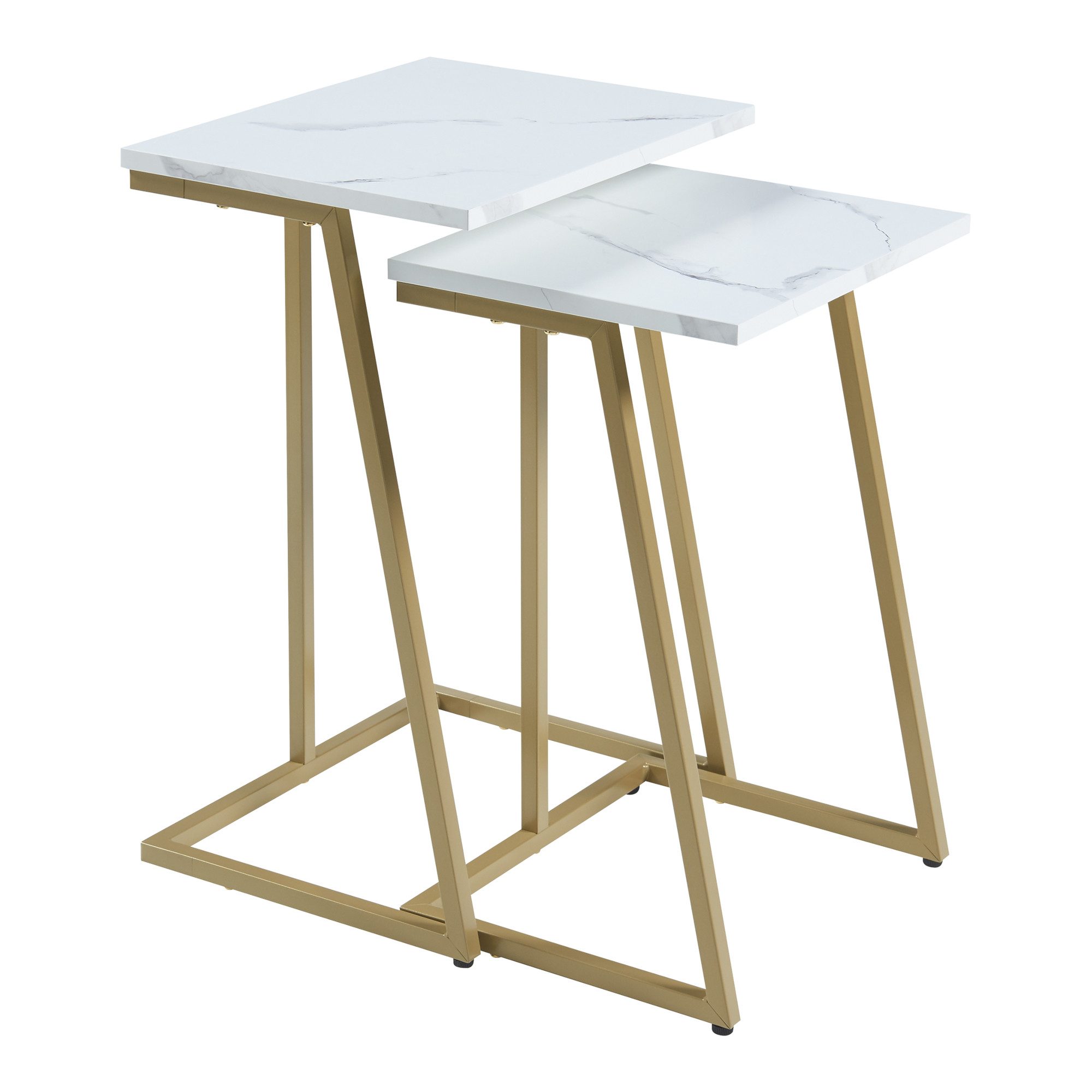 en.casa Satztisch, Beistelltisch »Salem« 2er Set Gold / Marmor, weiß günstig online kaufen