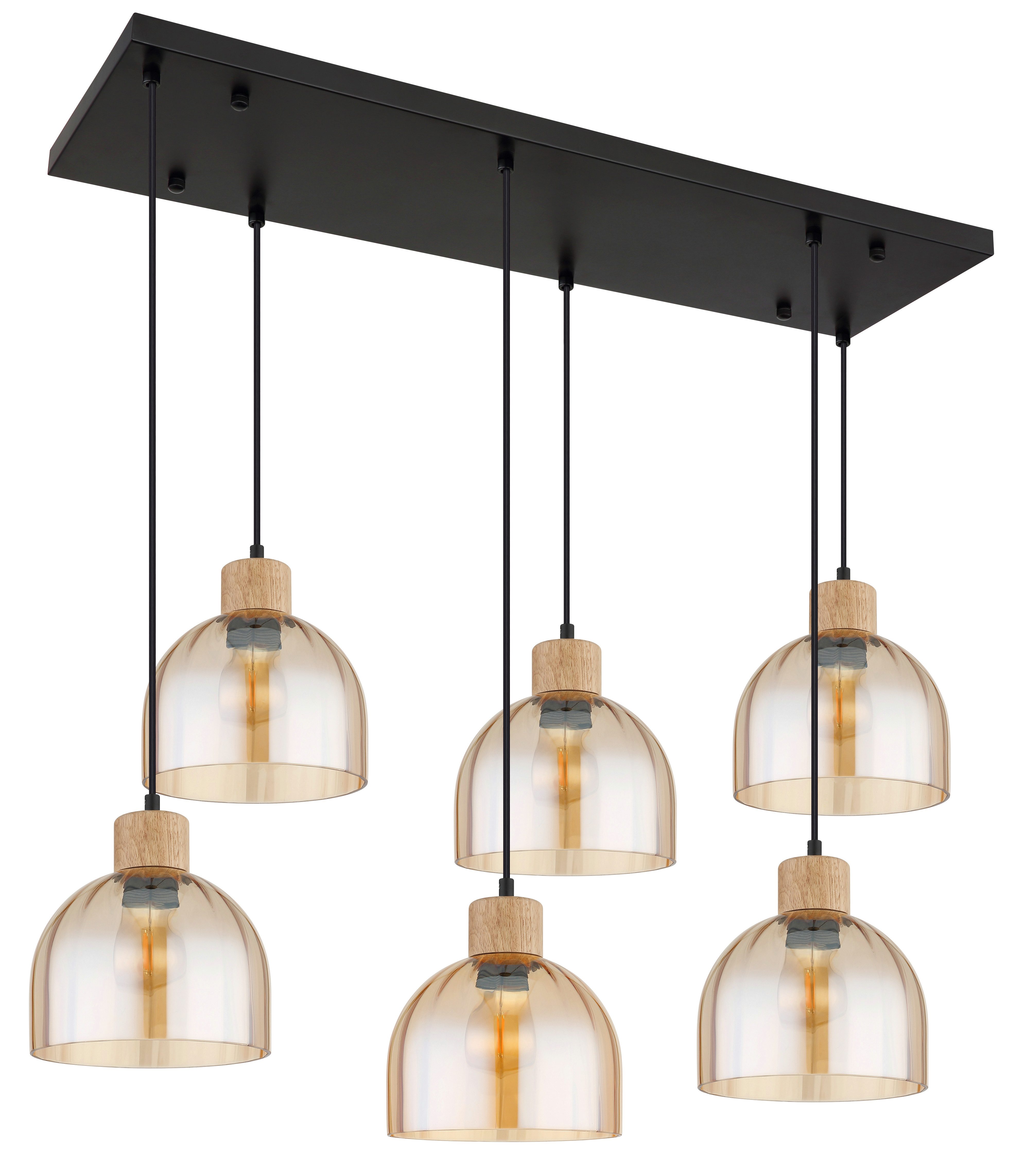 GLOBO LIGHTING Hängeleuchte SWANSON, ohne Leuchtmittel, Hängeleuchte mit Glas amber, warmes Licht, stilvoll elegant
