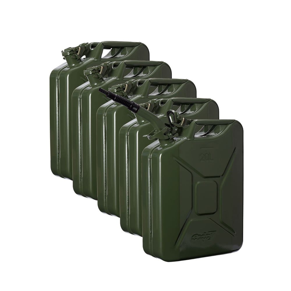 Oxid7 Бензин может Metall Kraftstoffkanister 20L 5x + Ausgießer (6 St), Kanister Reservekanister Diesel Ölkanister