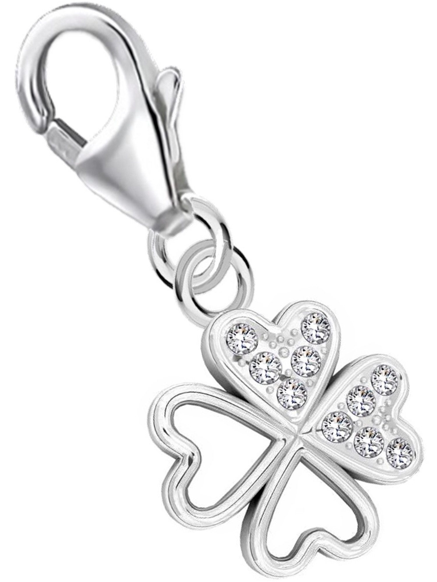 Charm-Einhänger Kleeblatt Zirkonia Charm Anhänger aus 925 Sterling Silber