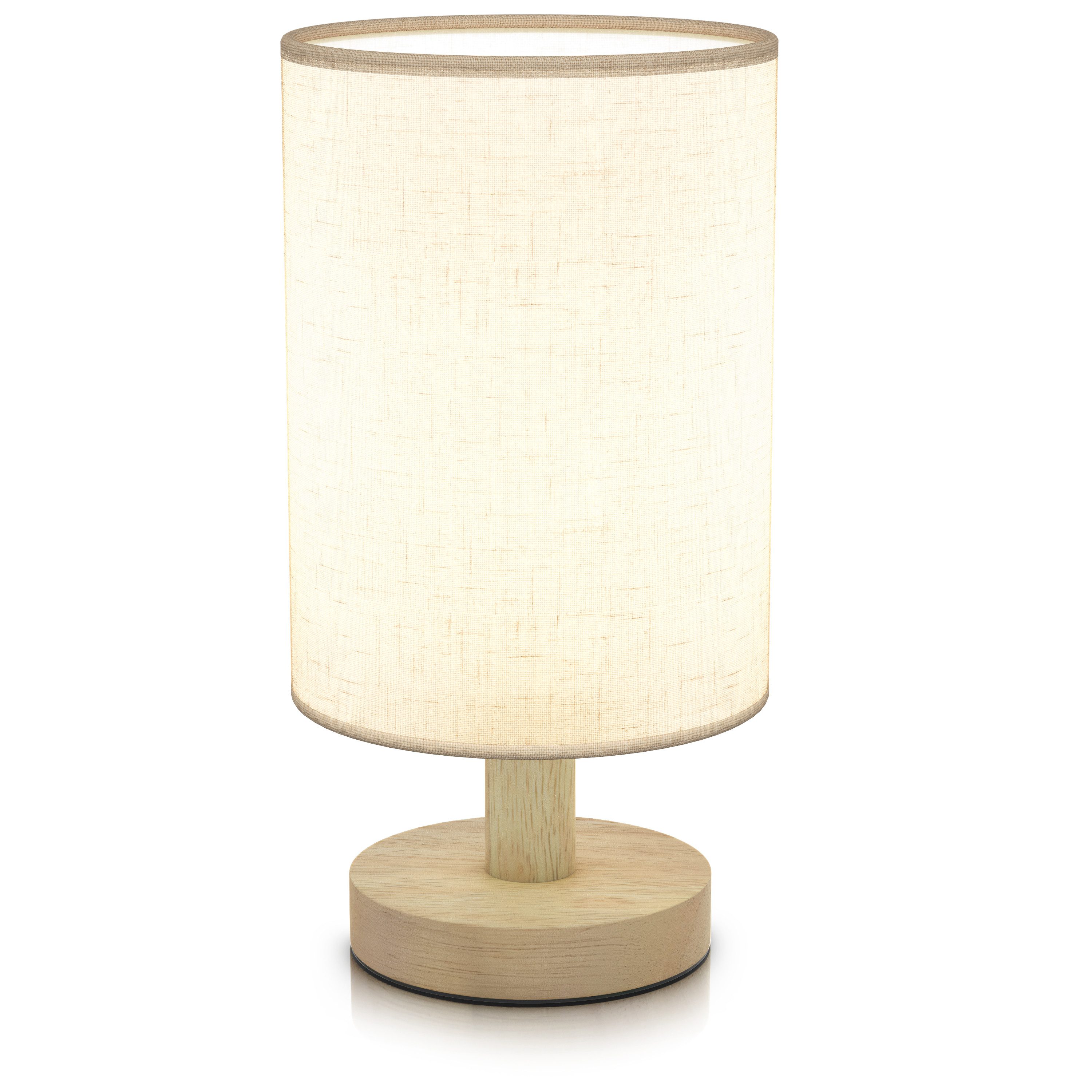 MyBeo LED Nachttischlampe mit Stoffschirm, rund, Nachtlicht, energieeffizient, Nachtlichtfunktion, LED fest integriert, Warmweiß, Neutralweiß, Kaltweiß, 3 Lichtmodi, 3 Watt, COB-Technik, 5V USB Anschluss