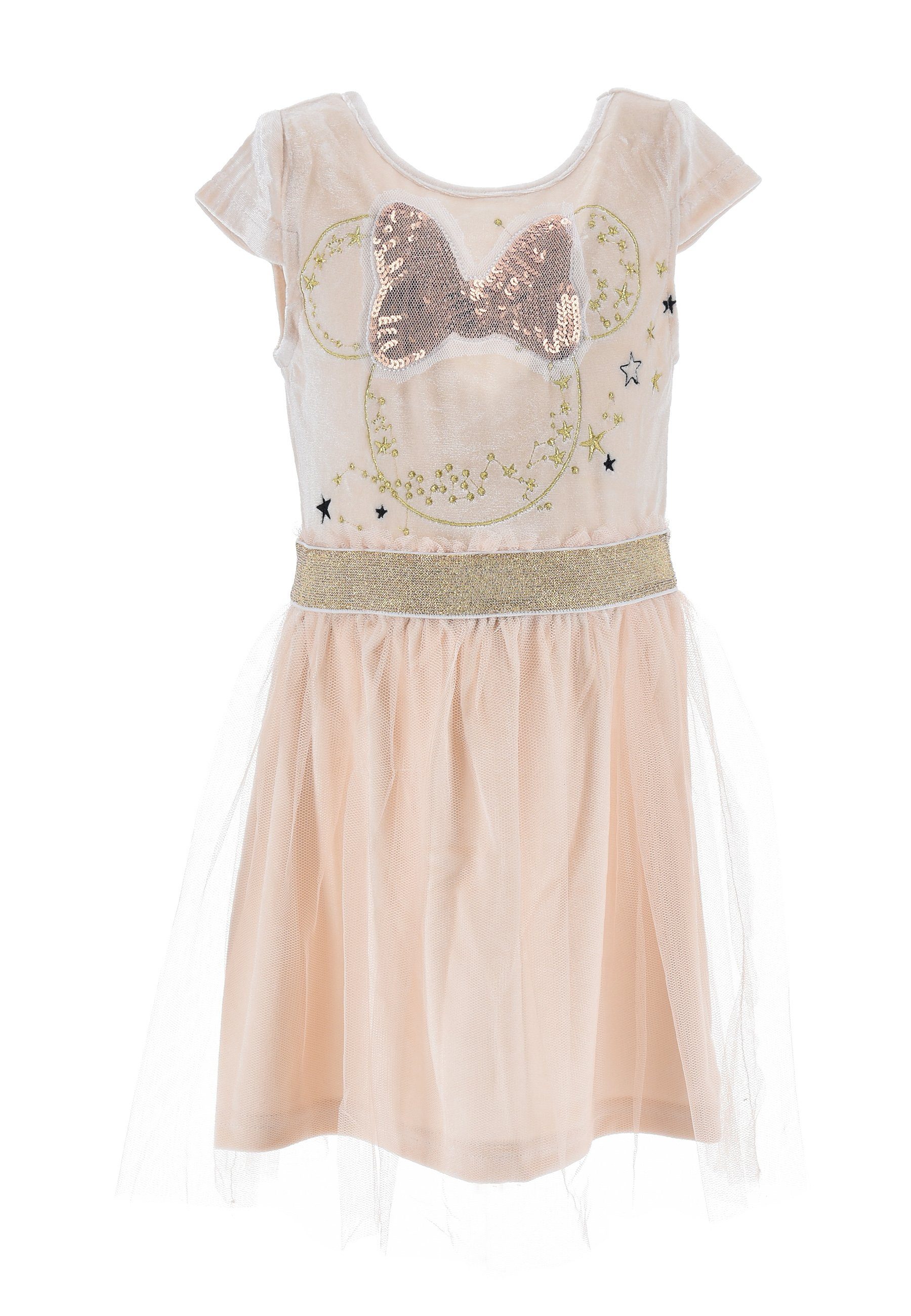 Disney Minnie Mouse Kleid Pailetten Tüllrock Langarm Sweatkleid Gr 98 14 116 128 