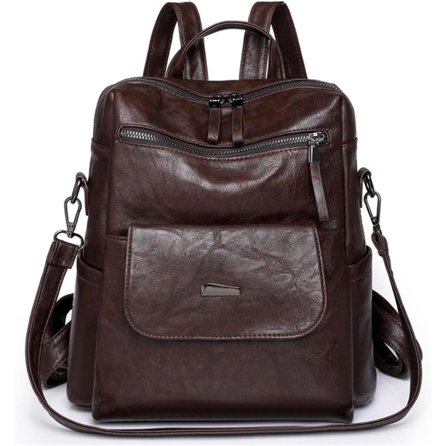 Freizeitrucksack Rucksack Frauen Wasserdicht Antidiebstahl Leichtgewicht PU Chocolate