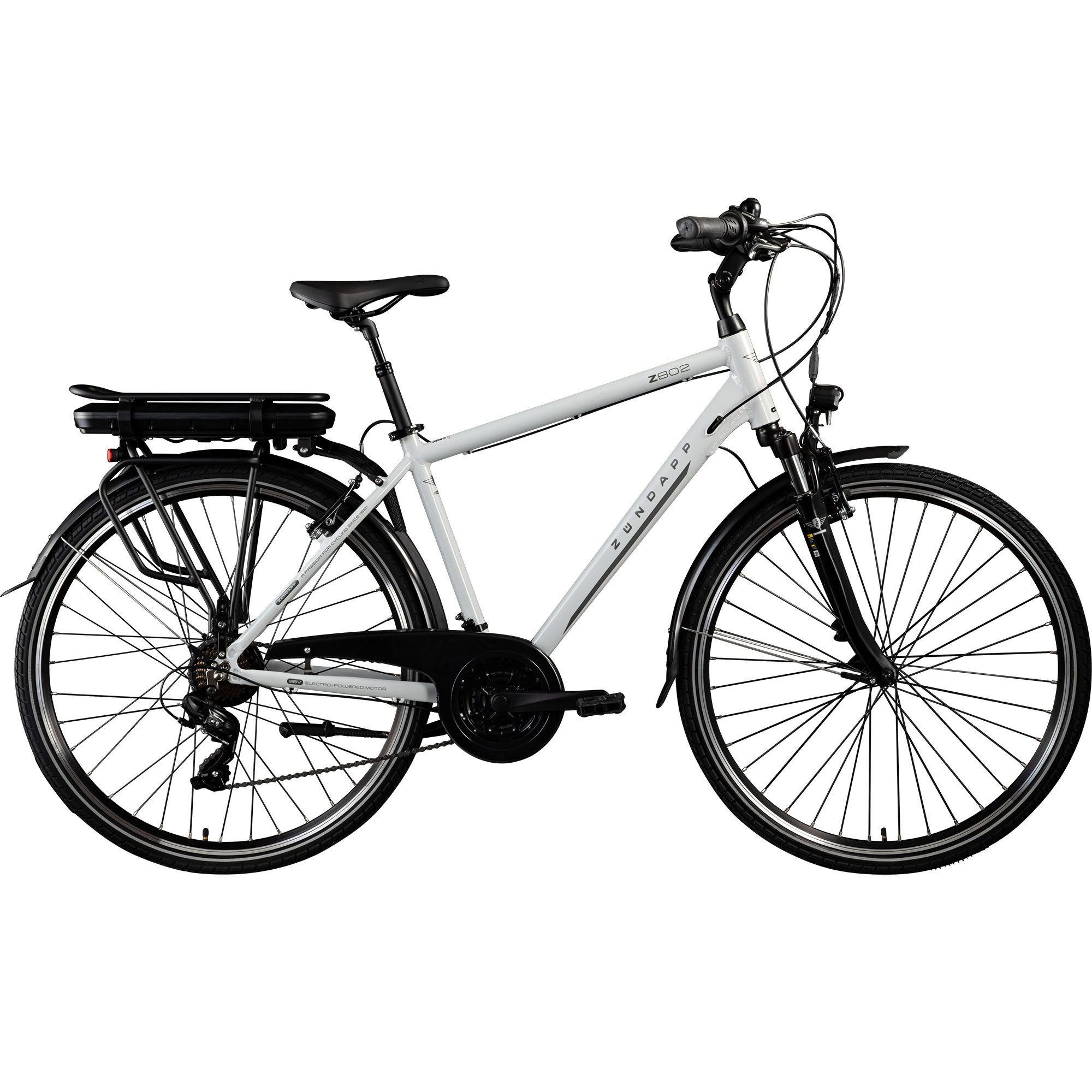 Zündapp E-Bike Trekkingrad Z802 Herren, 21 Gang Shimano Tourney Schaltwerk, Kettenschaltung, Heckmotor, 536 Wh, Pedelec, Elektrofahrrad für Damen u. Herren