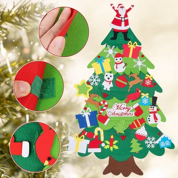 Homewit Künstlicher Weihnachtsbaum Filz Weihnachtsbaum Kinder DIY Filz Tannenbaum mit Beleuchtung, Weihnachtsdeko mit 34 Stück Abnehmbaren Dekoration