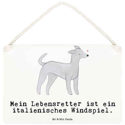 Mr. & Mrs. Panda Hinweisschild DIN A6 Italienisches Windspiel Lebensretter - Weiß - Geschenk, Schild, (1 St), Mit Kordel