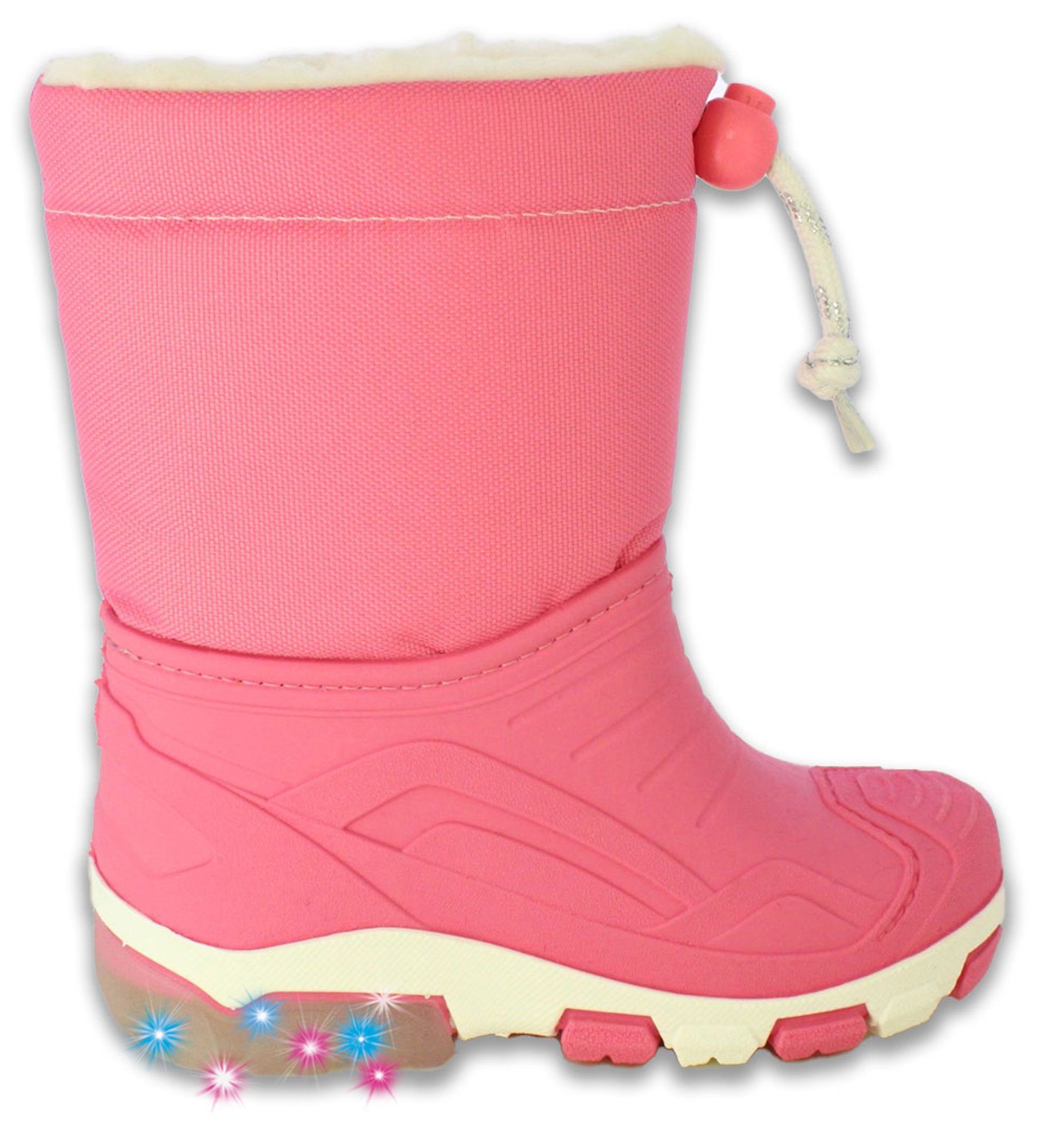 Beck Winterstiefel Blinking Stars Gummistiefel (für Mädchen, sehr warmes flauschiges Warmfutter, Blinksohle für mehr Sicherheit im Dunkeln) Zum Schlupfen, leichter Einstieg