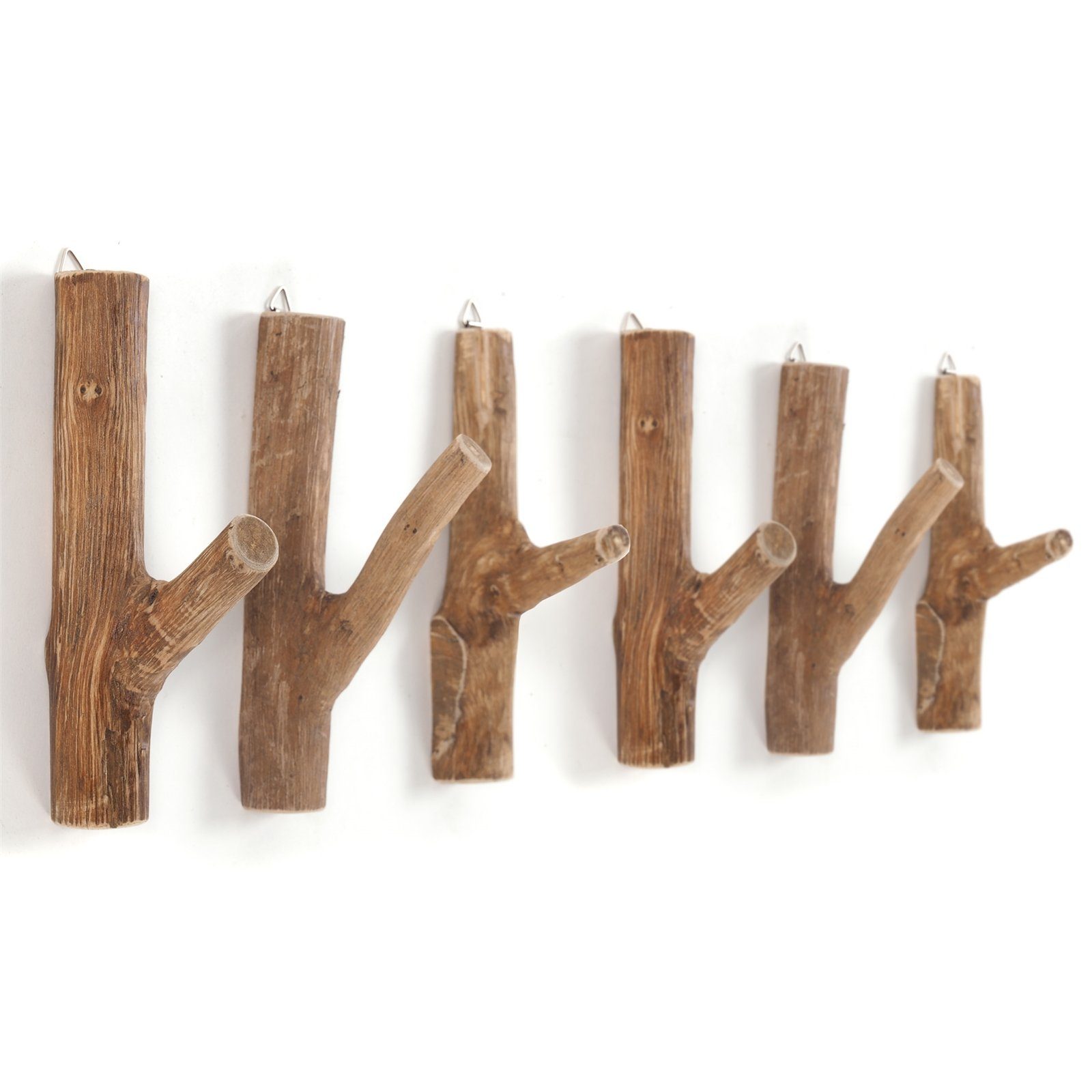 DESIGN DELIGHTS Wandgarderobe Крючки гардеробные 6er Set LIMB, Teakholz Wurzel, Kleiderhaken Wandhaken