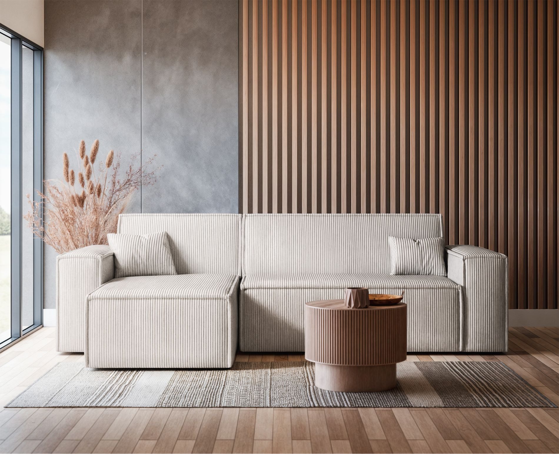 Selsey Ecksofa SCARLO, mit Schlaffunktion, Bettkasten und Cordbezug